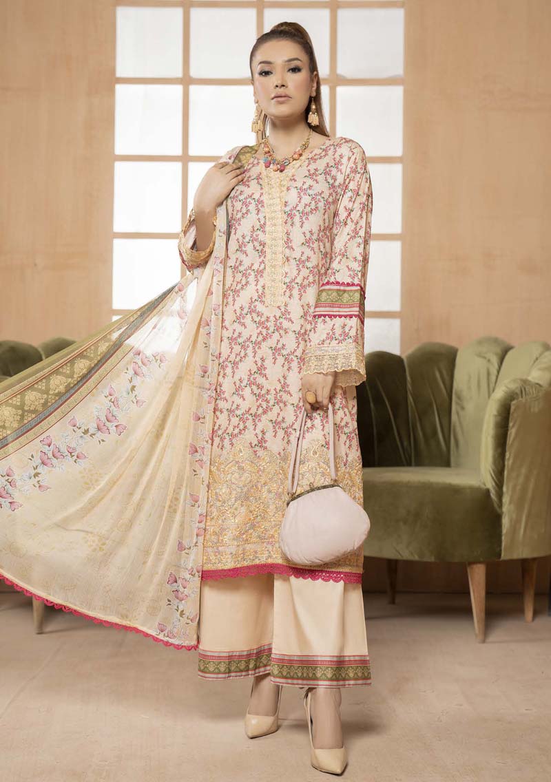 Munira Embroidered Lawn Outfit with Chiffon Dupatta MSL06 - Desi Posh