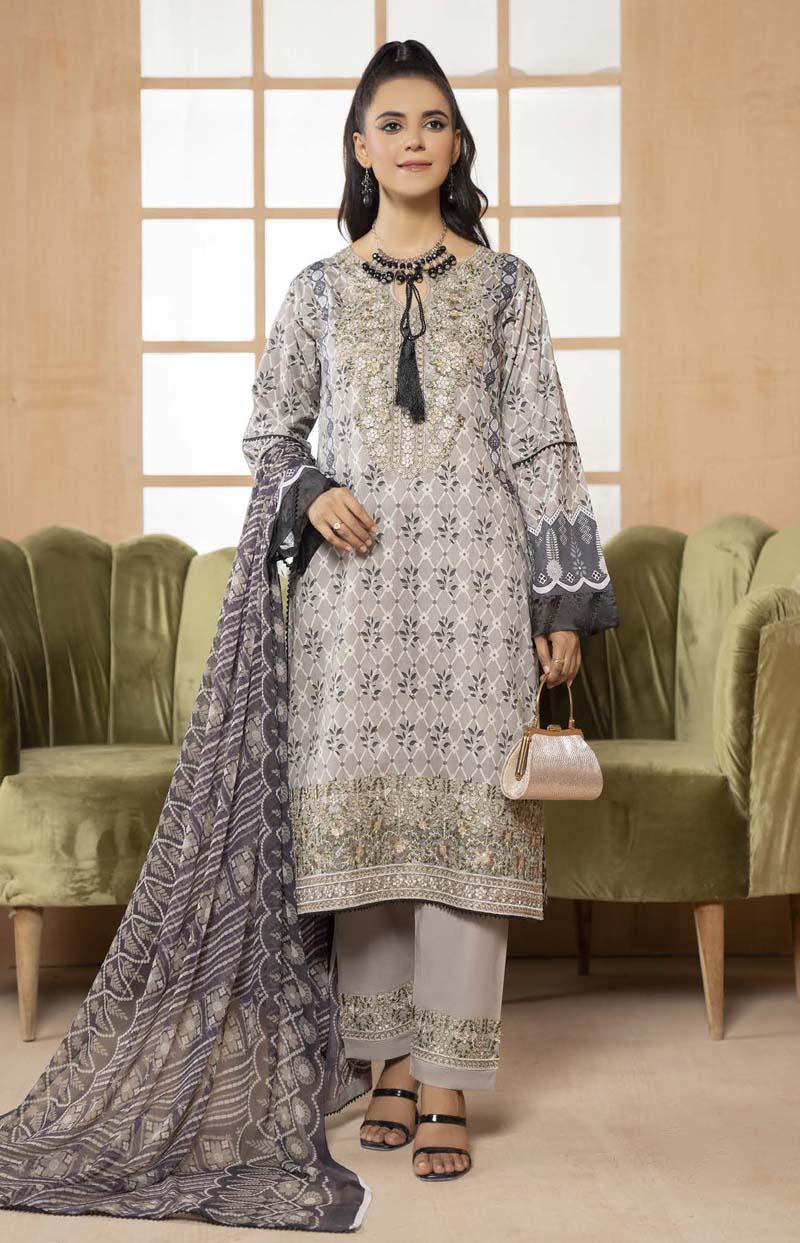 Munira Embroidered Lawn Outfit with Chiffon Dupatta MSL01 - Desi Posh