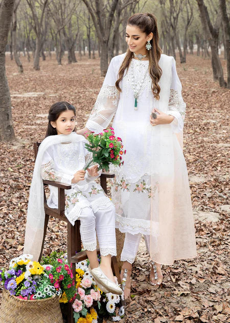Ally's Mummy & Me Girls Chikan Kari Eid Suit AL579K - Desi Posh