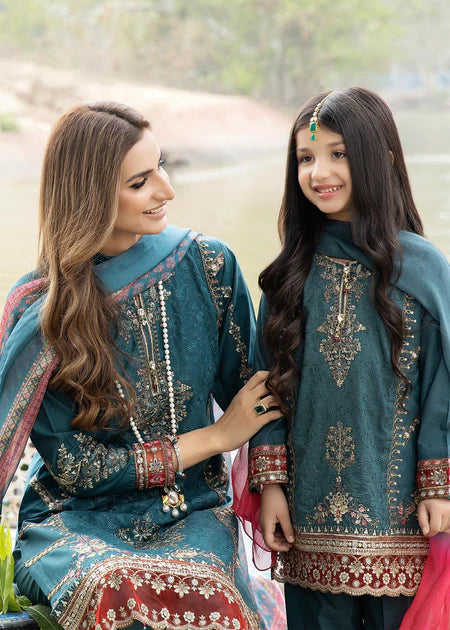 Ally's Mummy & Me Girls Chikan Kari Eid Suit AL582K - Desi Posh