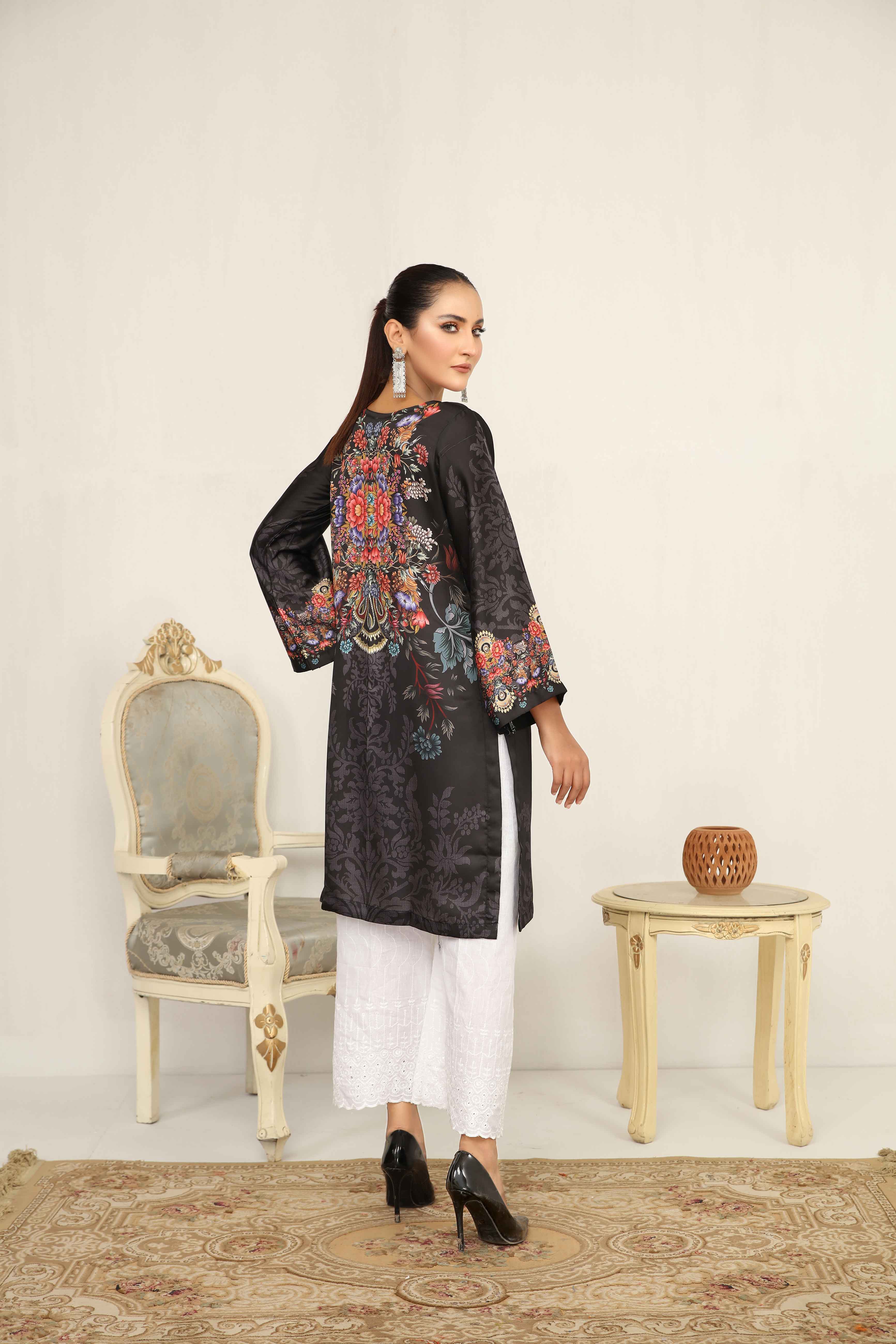 Limelight Pakistani Silk digital print Kurta SL06 - Desi Posh