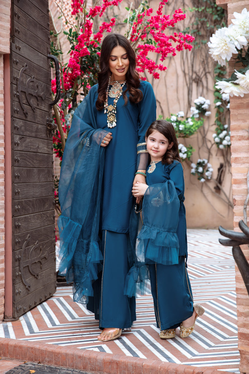 Ivana Luxury Silk Mummy & Me Kids Sharara Outfit DV06K - Desi Posh