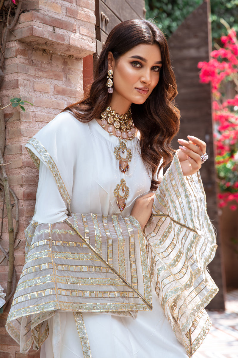 Ivana Luxury Silk Mummy & Me Ladies White Outfit DV02 - Desi Posh