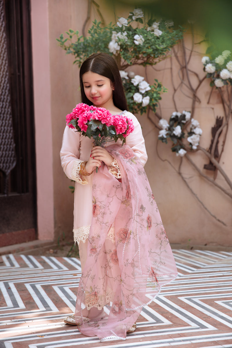 Ivana Luxury Silk Mummy & Me Girls Pink Outfit DV03K - Desi Posh