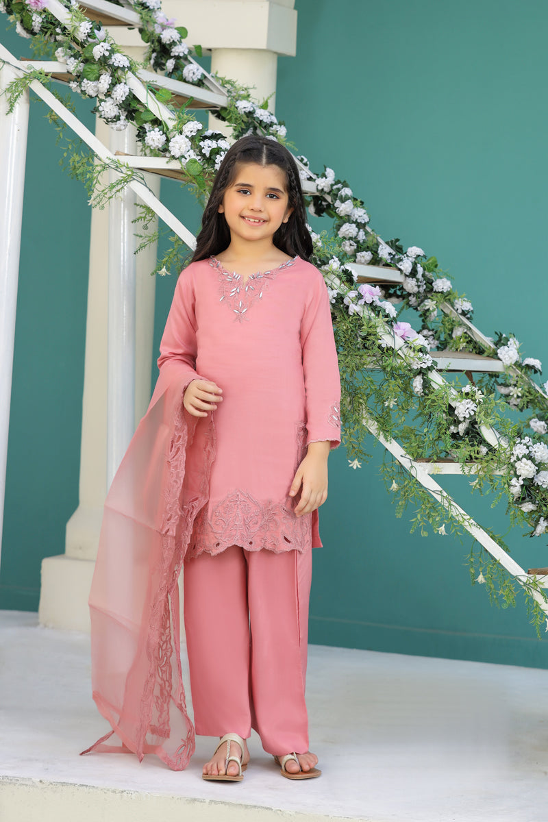Desi Posh Pastels Mummy & Me Kids Eid suit pink - Desi Posh
