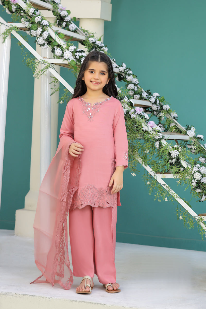 Desi Posh Pastels Mummy & Me Kids Eid suit pink - Desi Posh