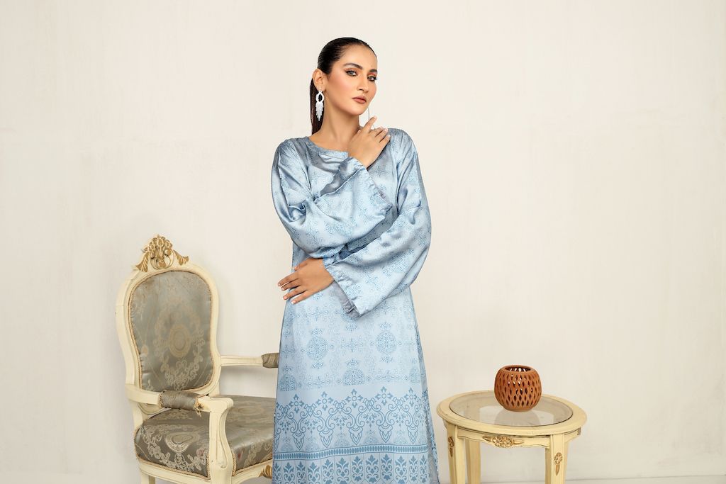 Limelight Pakistani Silk digital print Long Kurta SL01 - Desi Posh
