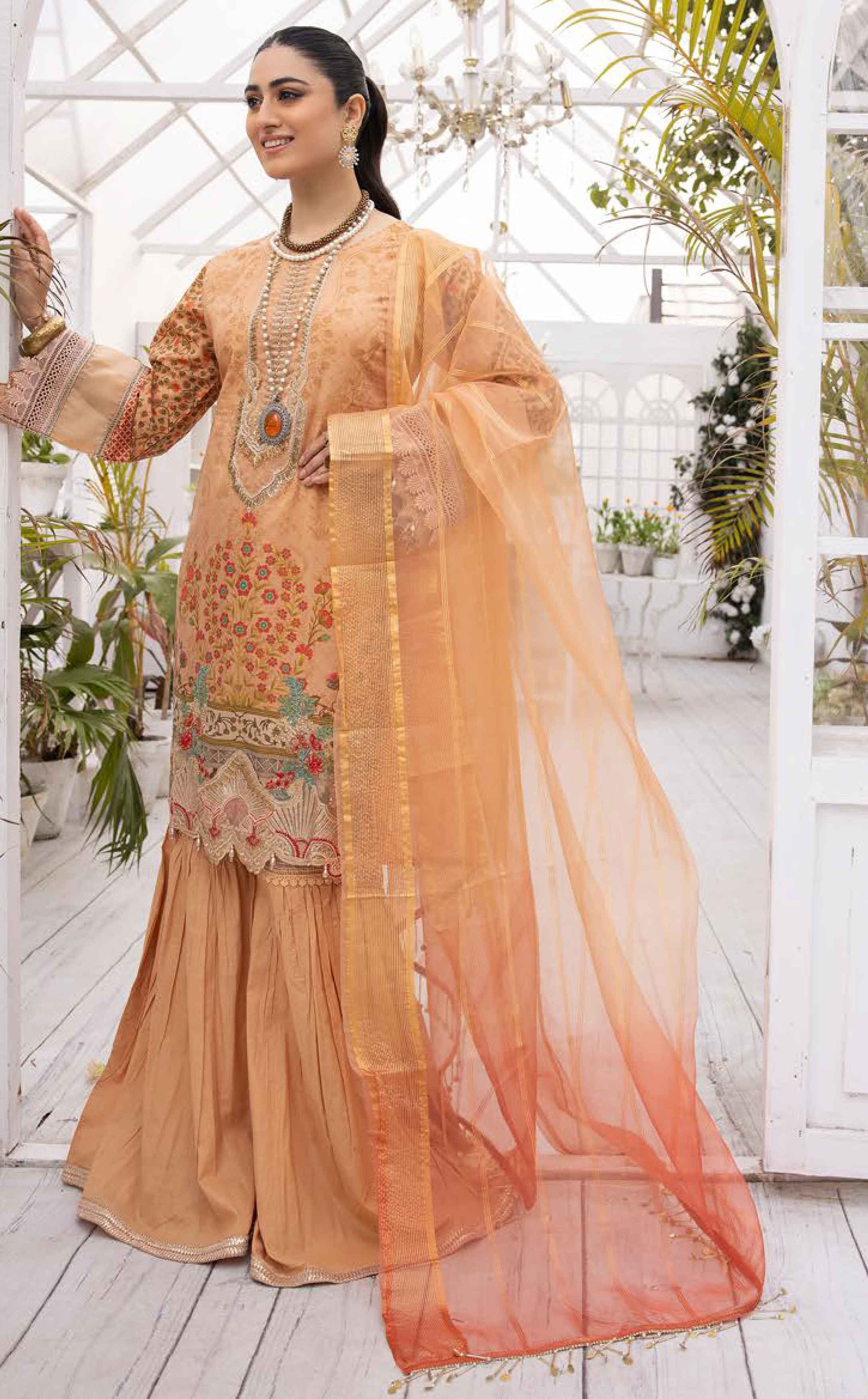 Allys Mother & Daughter Gharara suit with Net Dupatta AL543 - Desi Posh
