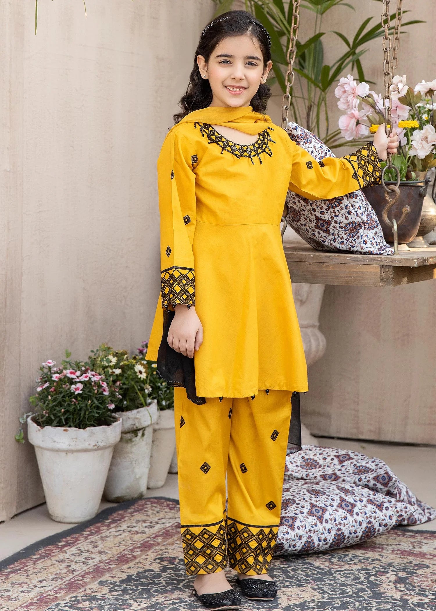 Ally's Mummy & Me Girls Eid Peplum Outfit AL590K - Desi Posh