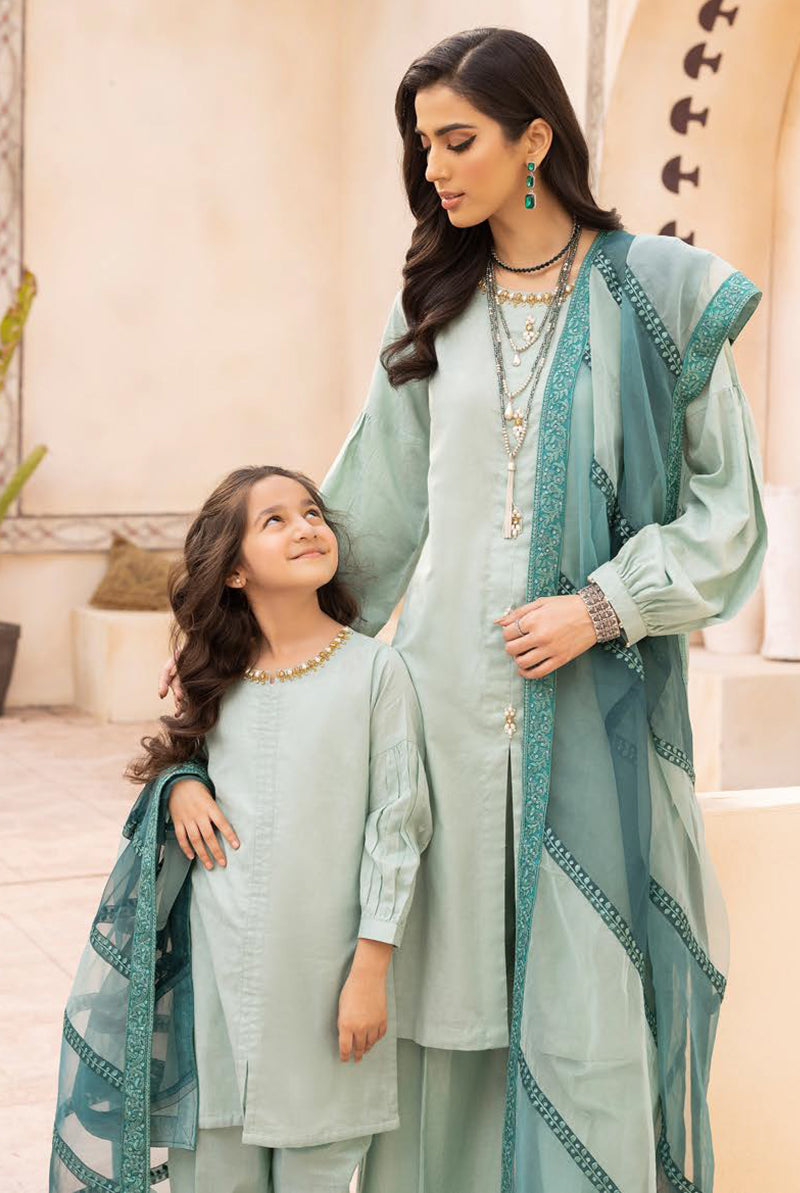 Ally's Mummy & Me Ready Made Jacquard Girls Eid Suit AL641K - Desi Posh