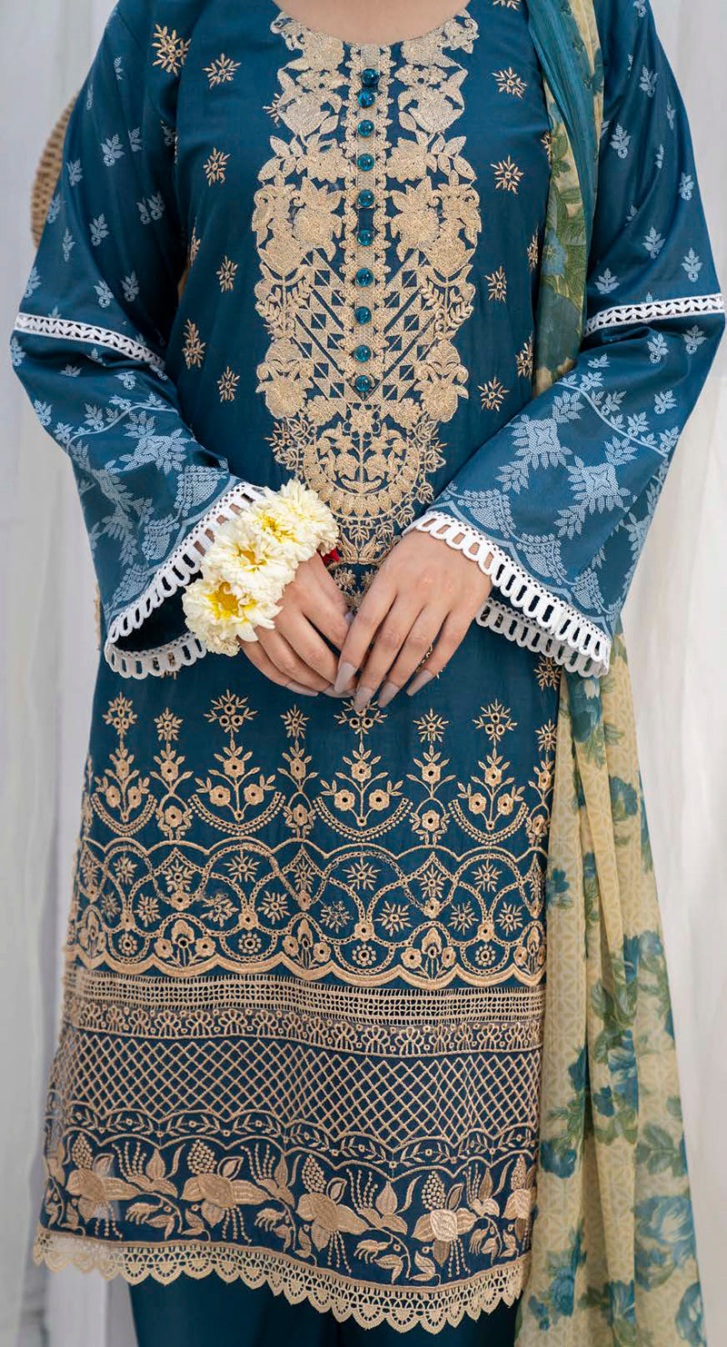 Munira Chikan Kari Lawn Outfit with Chiffon Dupatta MSL03 - Desi Posh