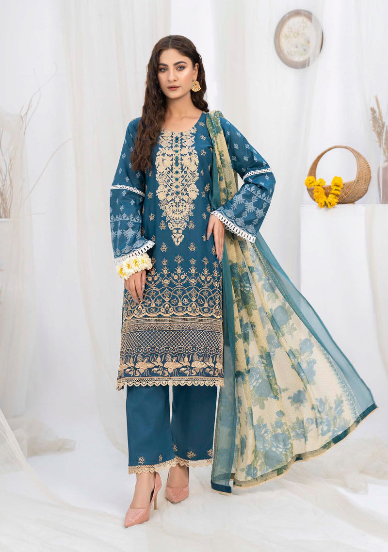 Munira Chikan Kari Lawn Outfit with Chiffon Dupatta MSL03 - Desi Posh