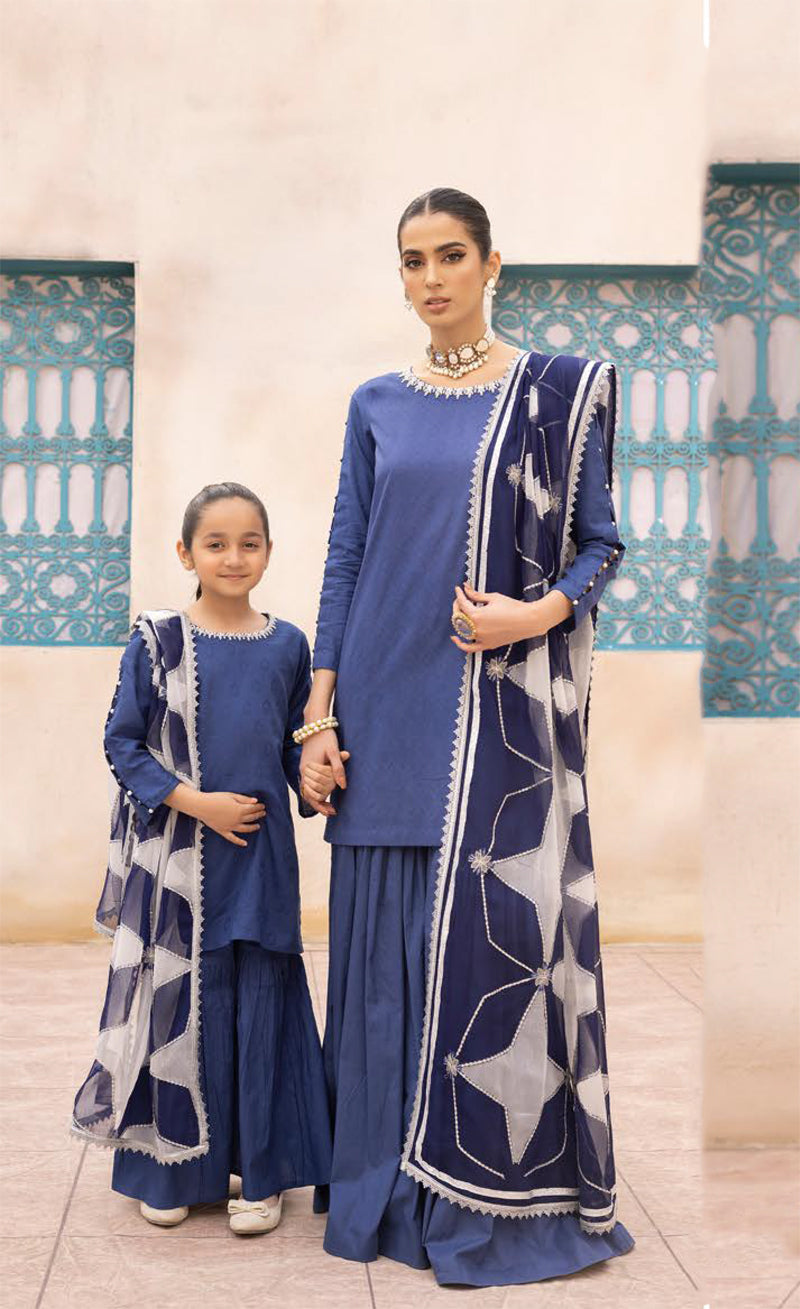 Ally's Mummy & Me Jacquard Ladies Gharara Eid Suit AL642 - Desi Posh