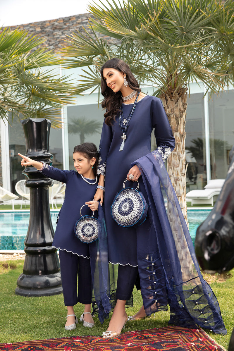 Ivana Luxury Embroidered Mummy & Me Girls Outfit 2328K - Desi Posh