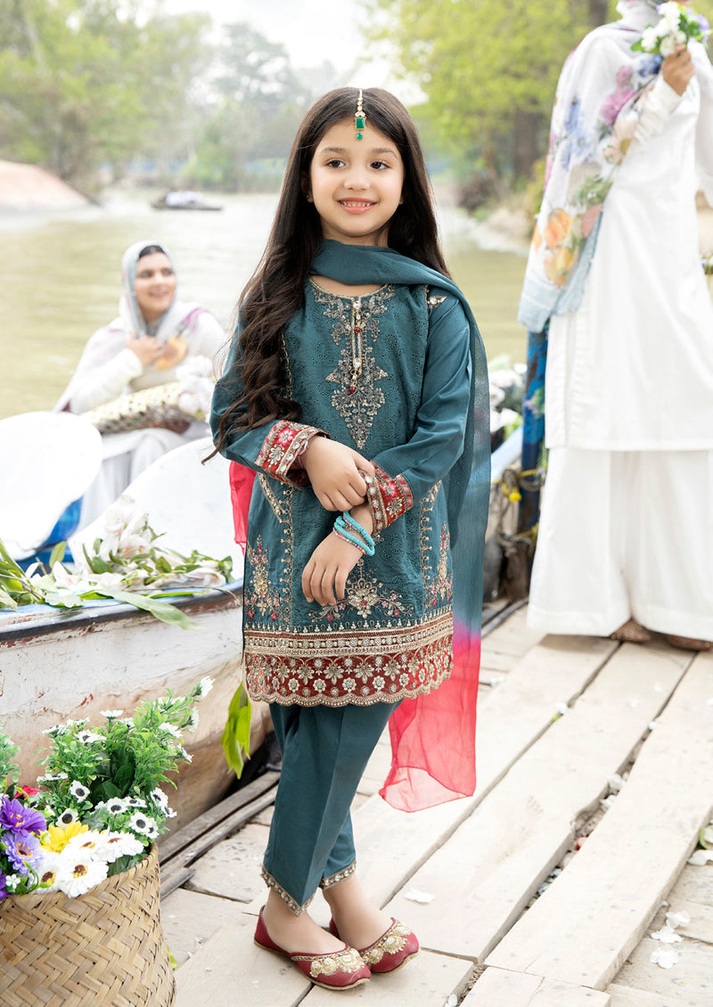 Ally's Mummy & Me Girls Chikan Kari Eid Suit AL582K - Desi Posh
