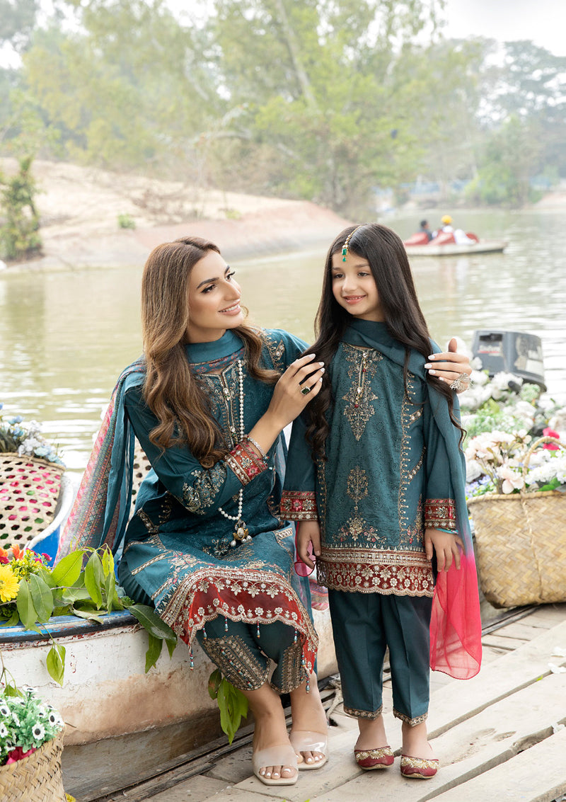 Ally's Mummy & Me Girls Chikan Kari Eid Suit AL582K - Desi Posh