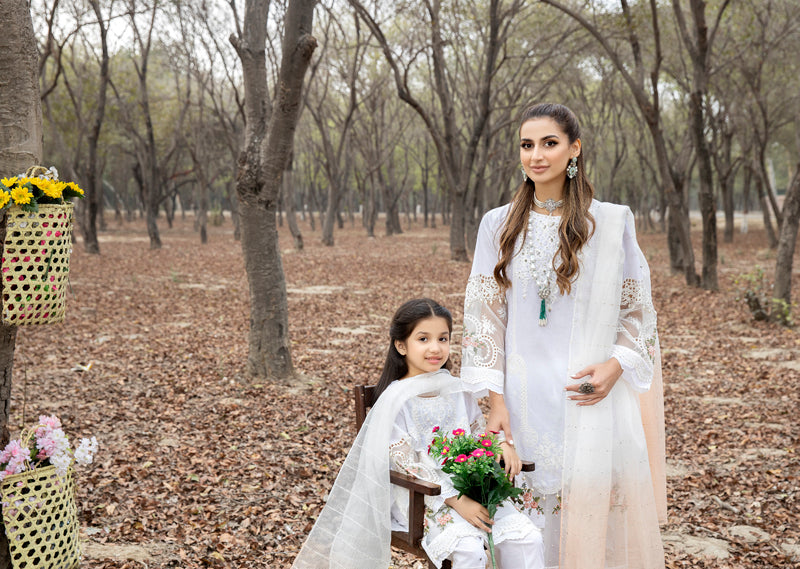 Ally's Mummy & Me Girls Chikan Kari Eid Suit AL579K - Desi Posh