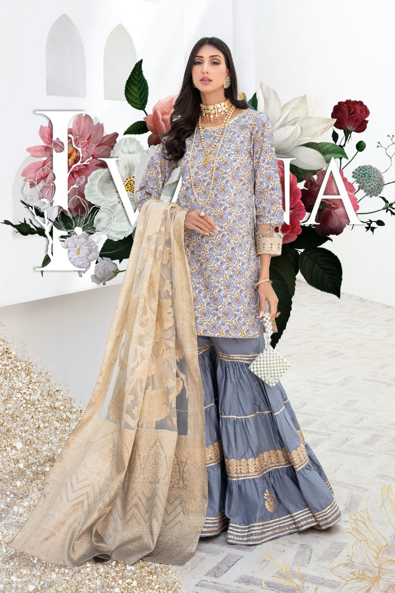 Ivana Lawn Mummy & Me Eid Collection Ladies Gharara Outfit 2306 - Desi Posh