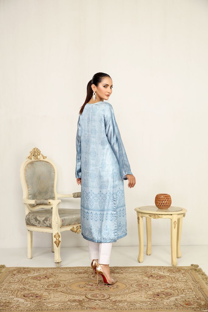 Limelight Pakistani Silk digital print Long Kurta SL01 - Desi Posh