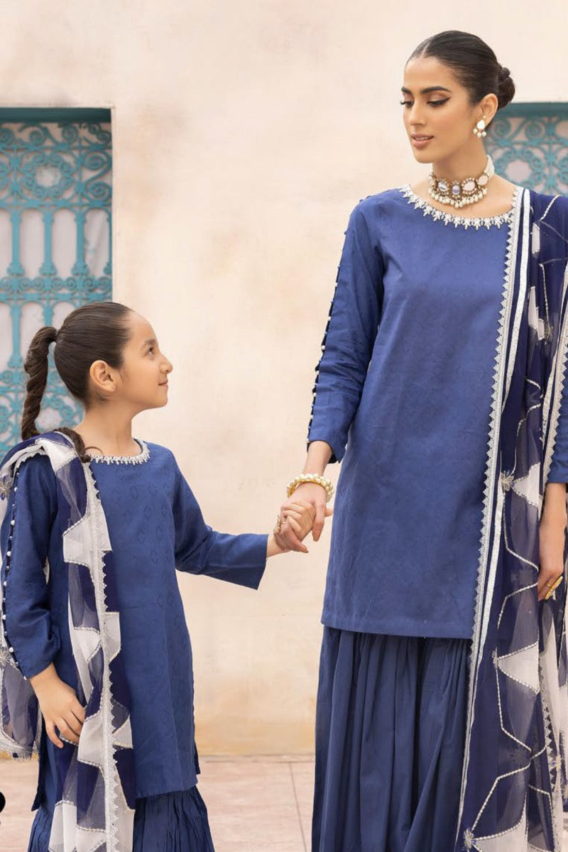Ally's Mummy & Me Jacquard Girls Gharara Eid Suit AL642K - Desi Posh