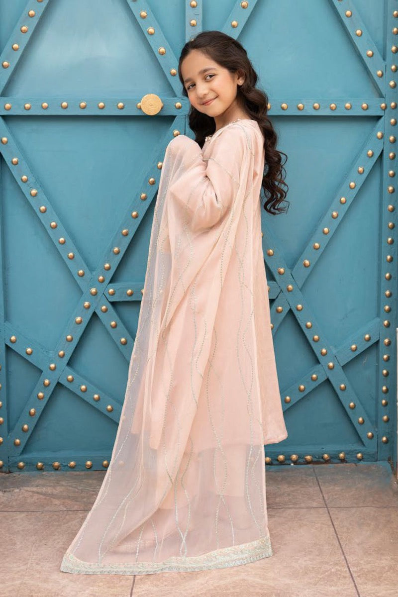 Ally's Mummy & Me Jacquard Girls Eid Pink Dress AL643K - Desi Posh