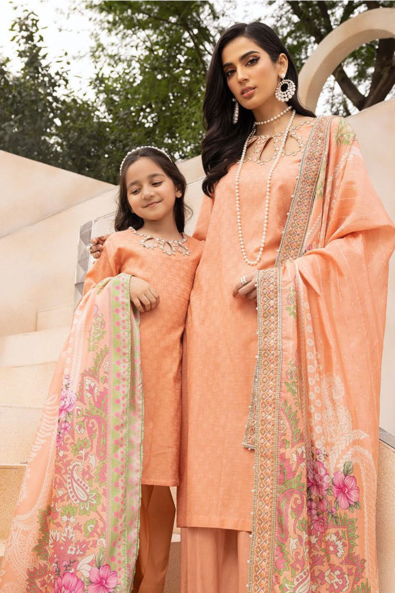 Ally's Mummy & Me Ready Made Jacquard Girls Eid Suit AL621K - Desi Posh