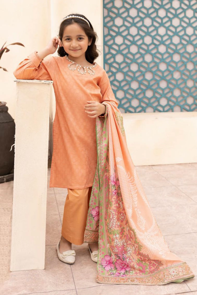 Ally's Mummy & Me Ready Made Jacquard Girls Eid Suit AL621K - Desi Posh