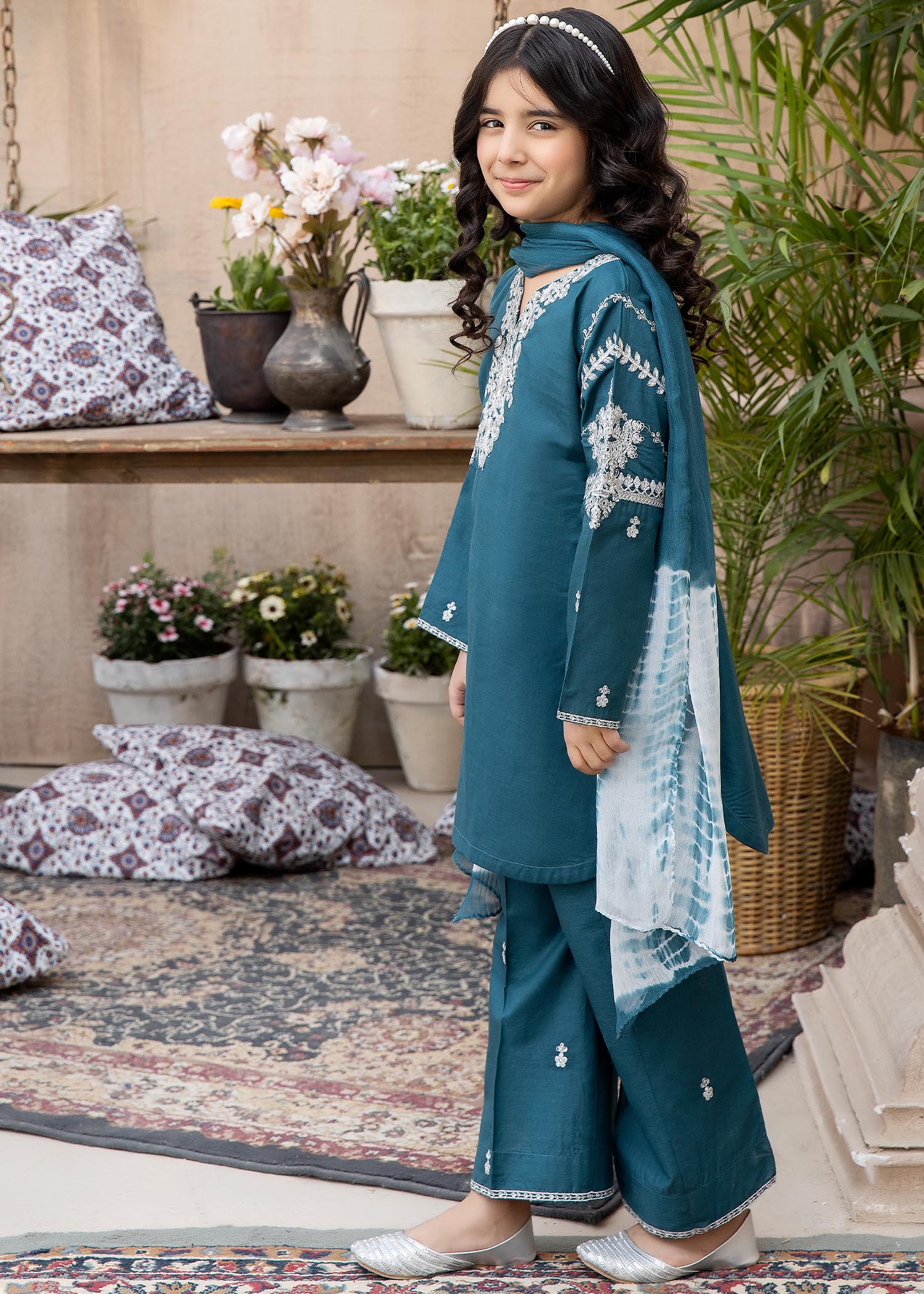 Ally's Mummy & Me Girls Eid Embroidered Outfit AL587K - Desi Posh