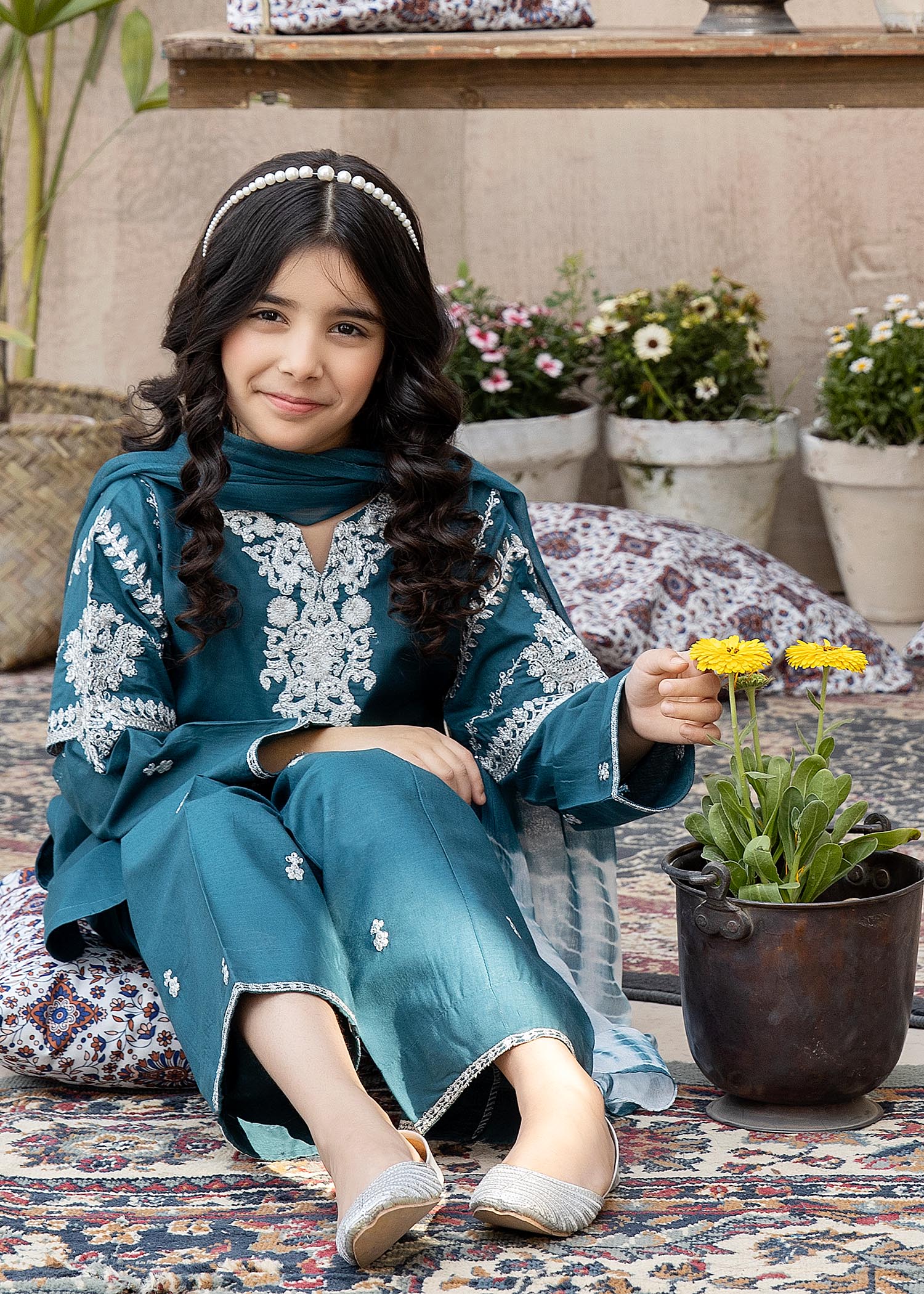Ally's Mummy & Me Girls Eid Embroidered Outfit AL587K - Desi Posh