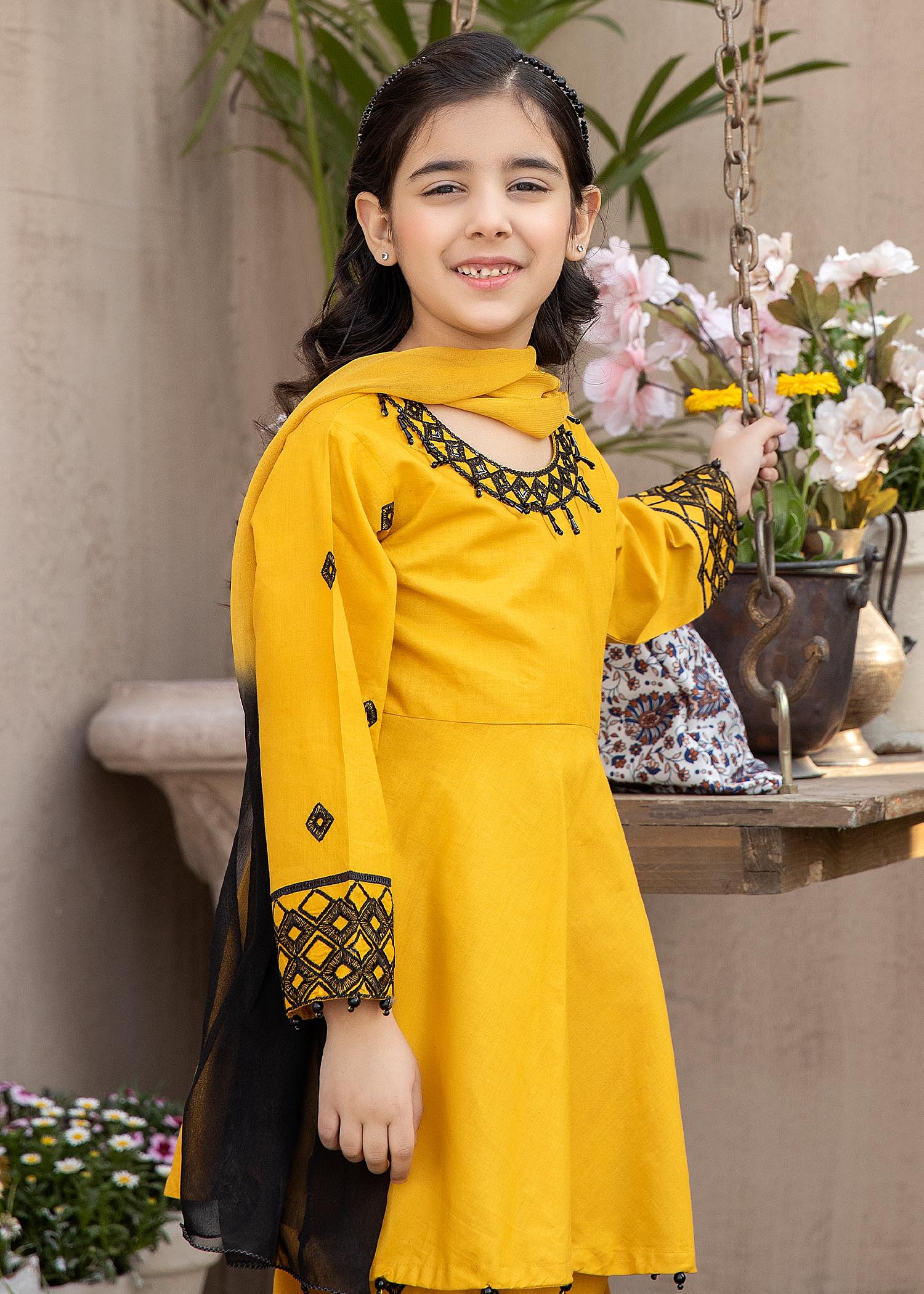 Ally's Mummy & Me Girls Eid Peplum Outfit AL590K - Desi Posh