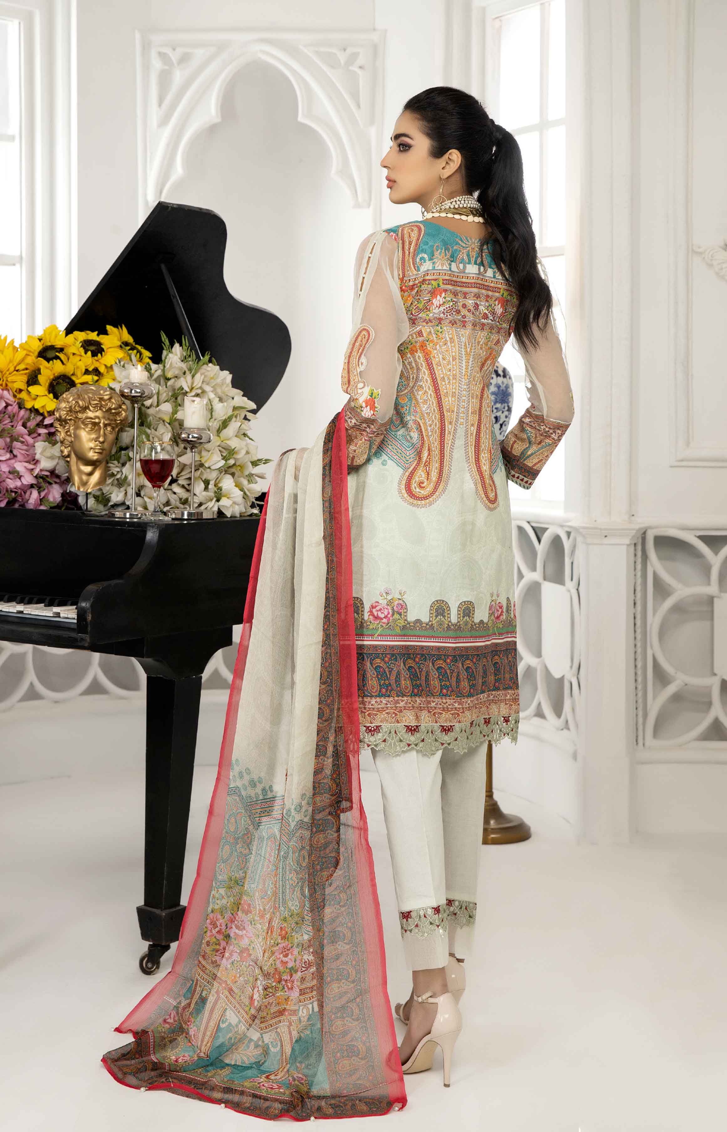 Arzoo Digital Print Outfit with Embroidered Trousers SL11 DesiP