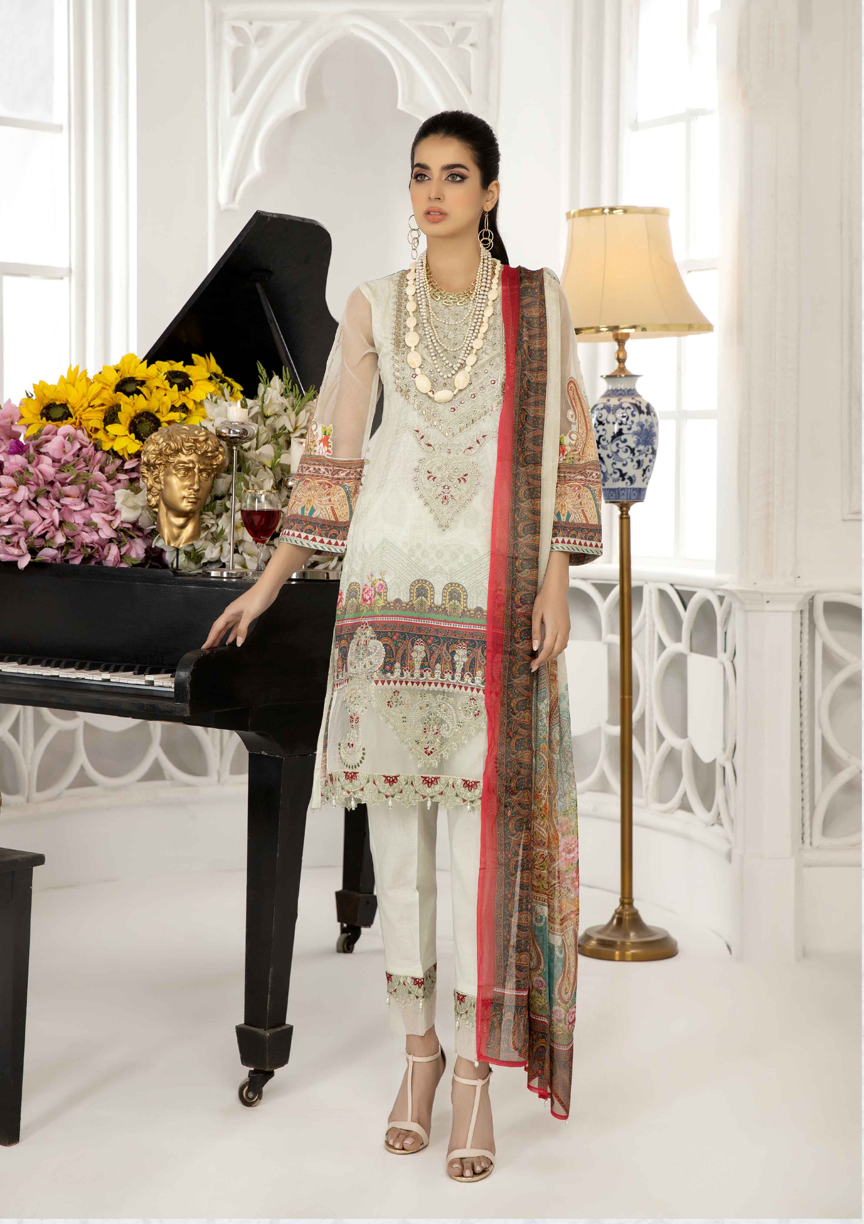 Arzoo Digital Print Outfit with Embroidered Trousers SL11