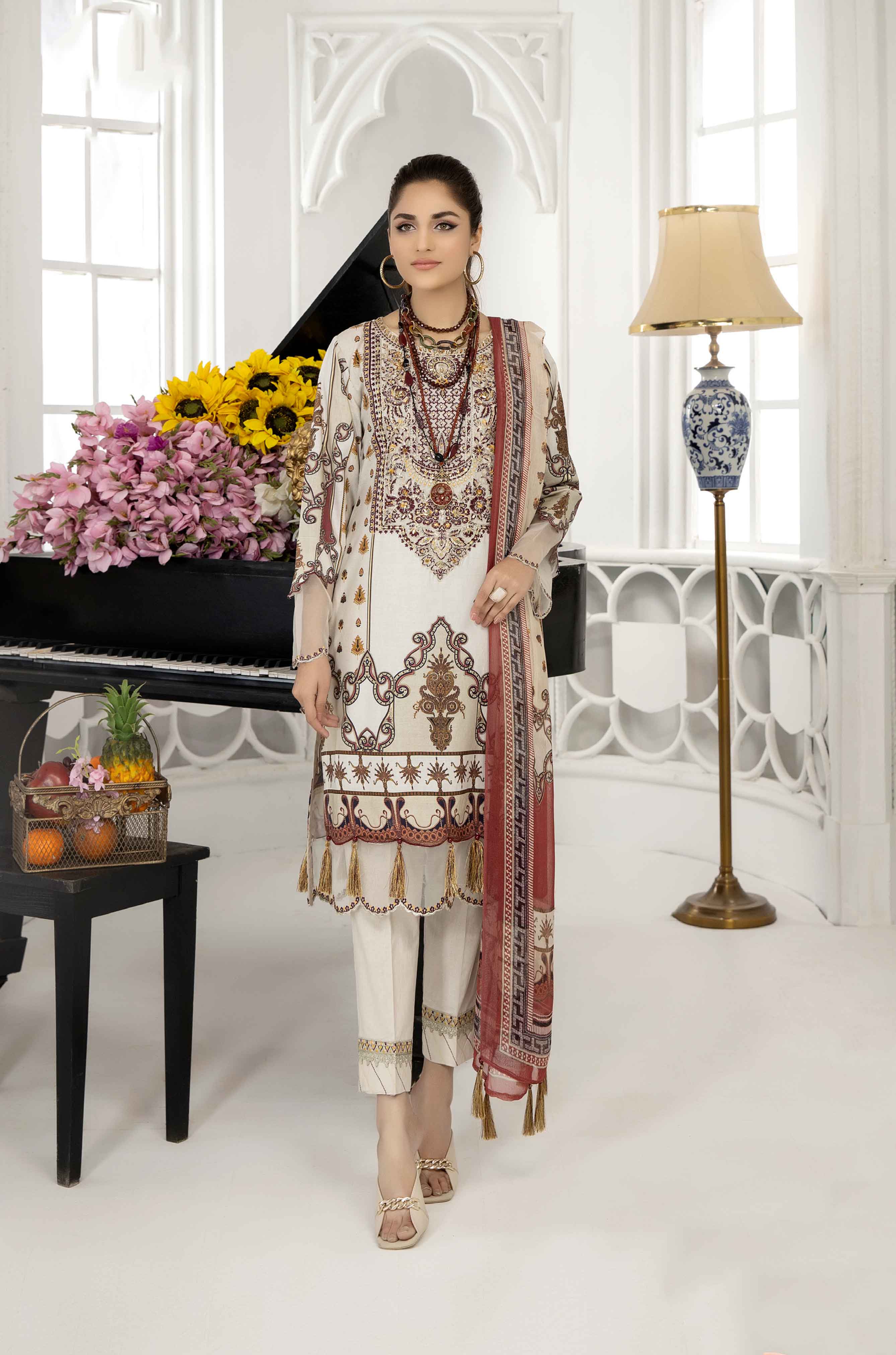 Arzoo Digital Print Outfit with Embroidered Trousers SL18