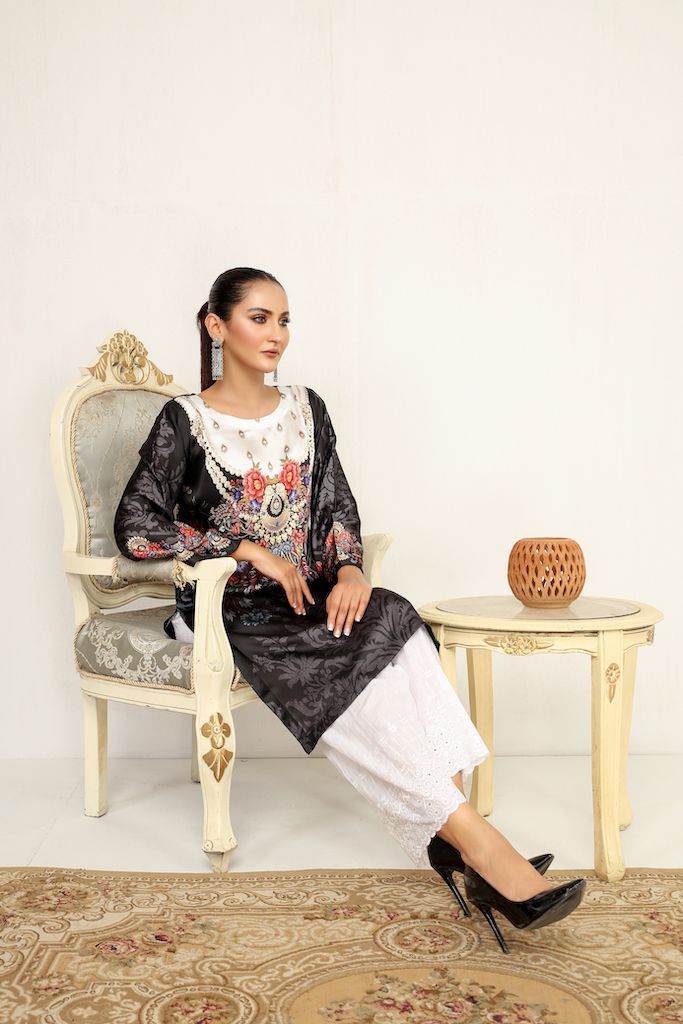 Limelight Pakistani Silk digital print Kurta SL06 - Desi Posh