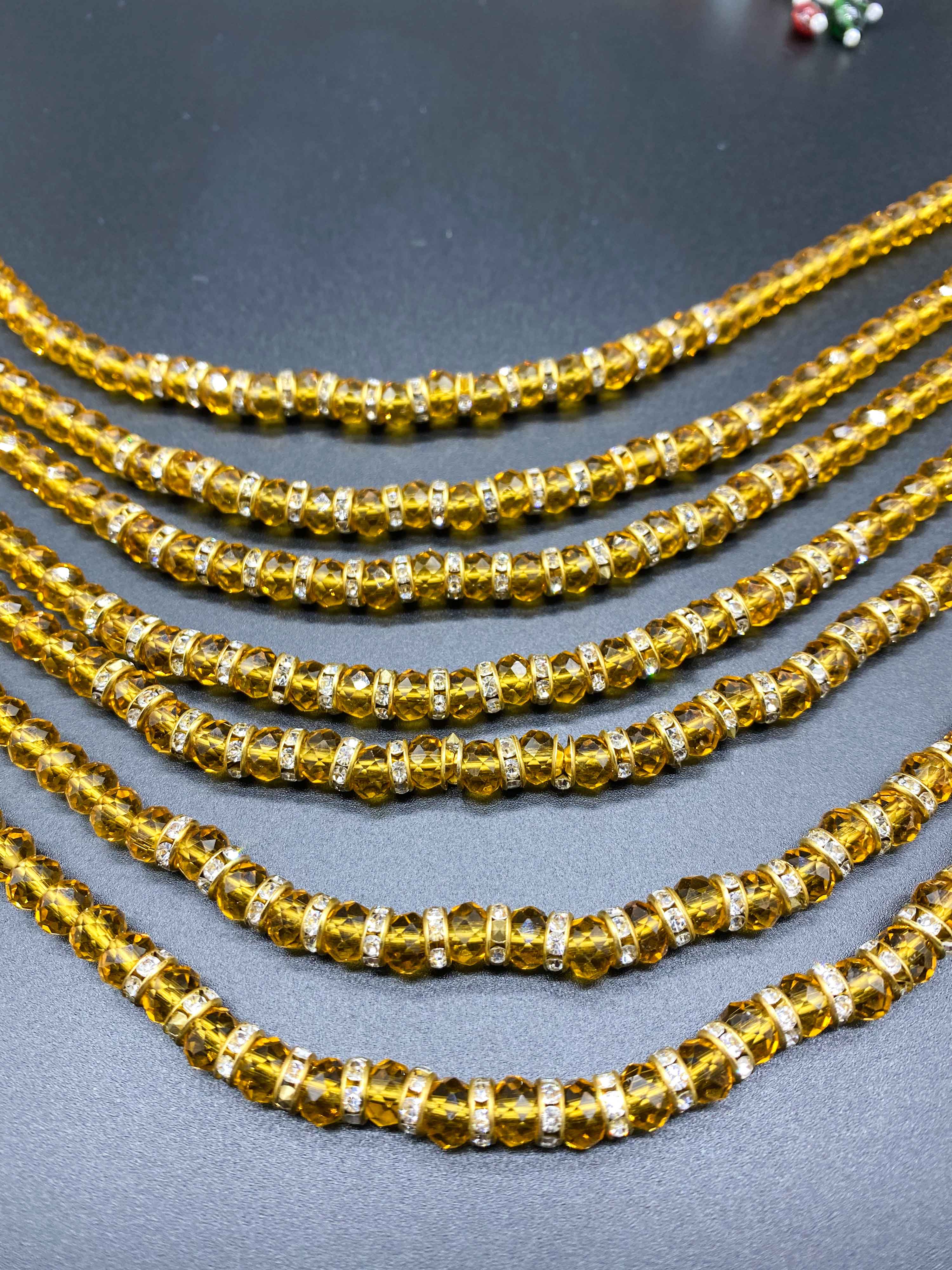 Crystal Haar Indian Necklace set with Tikka and Earrings Gold - Desi Posh
