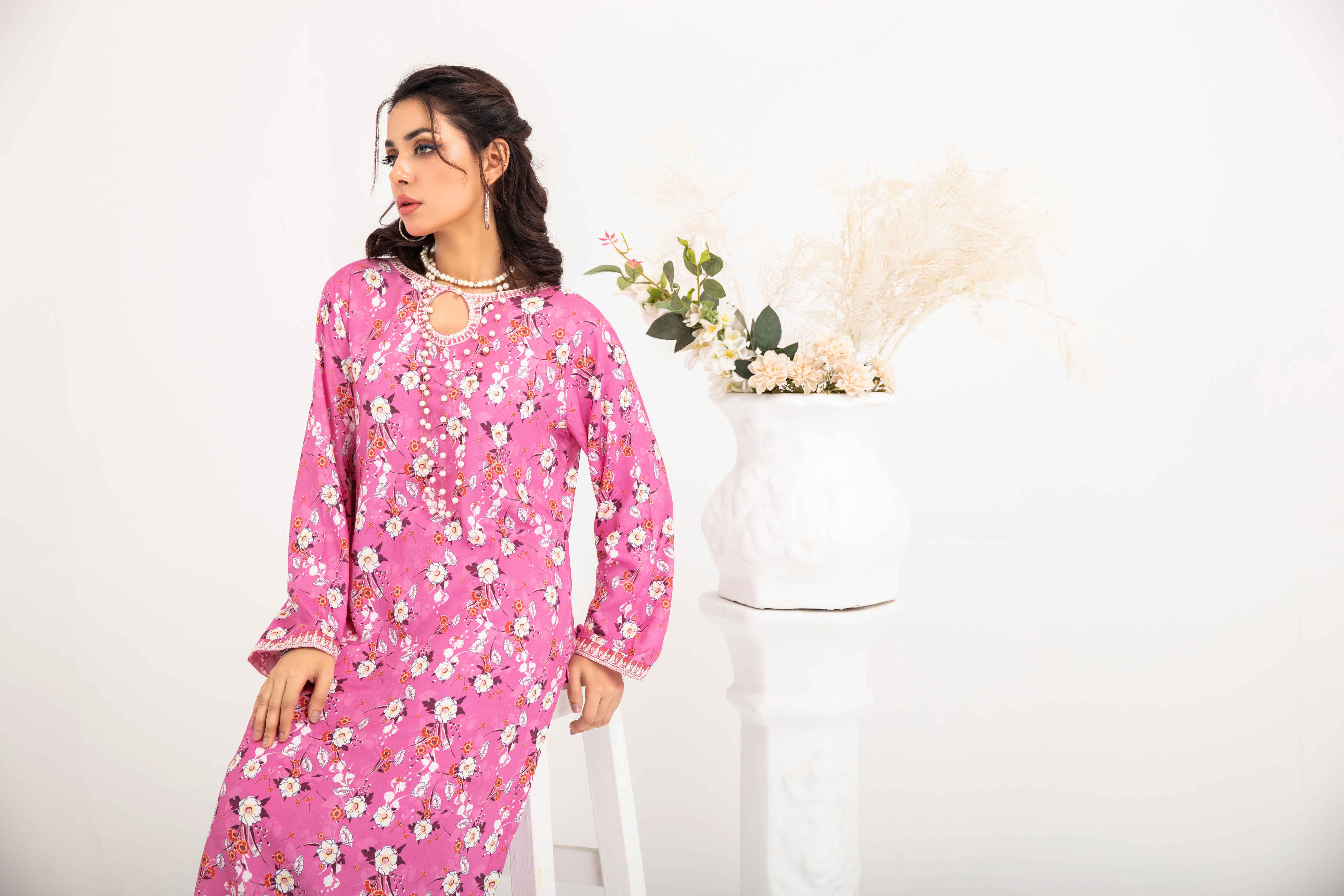 Desi Posh Floral Print on Print Linen Suit MAL01 DesiP 