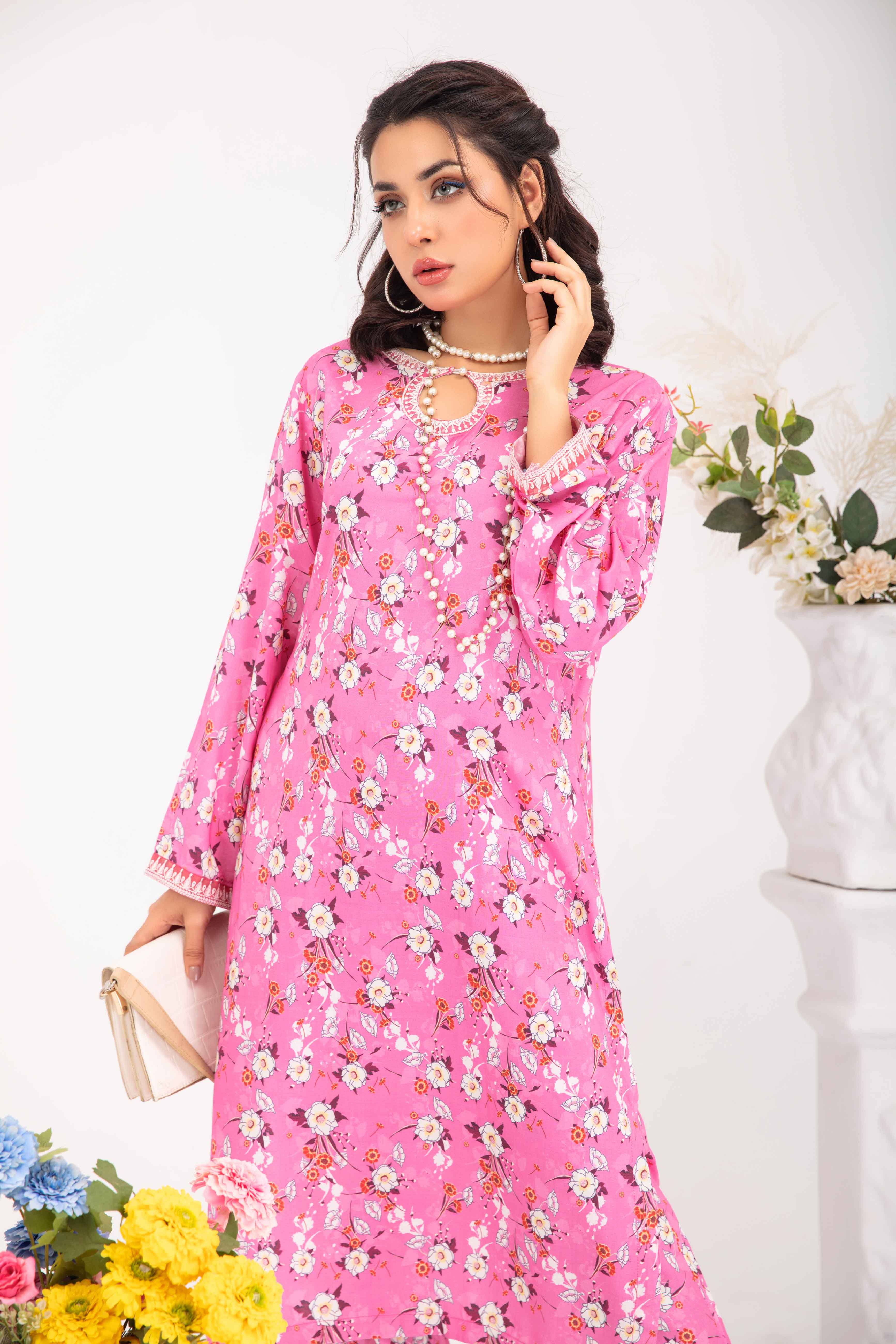 Desi Posh Floral Print on Print Linen Suit MAL01 DesiP 