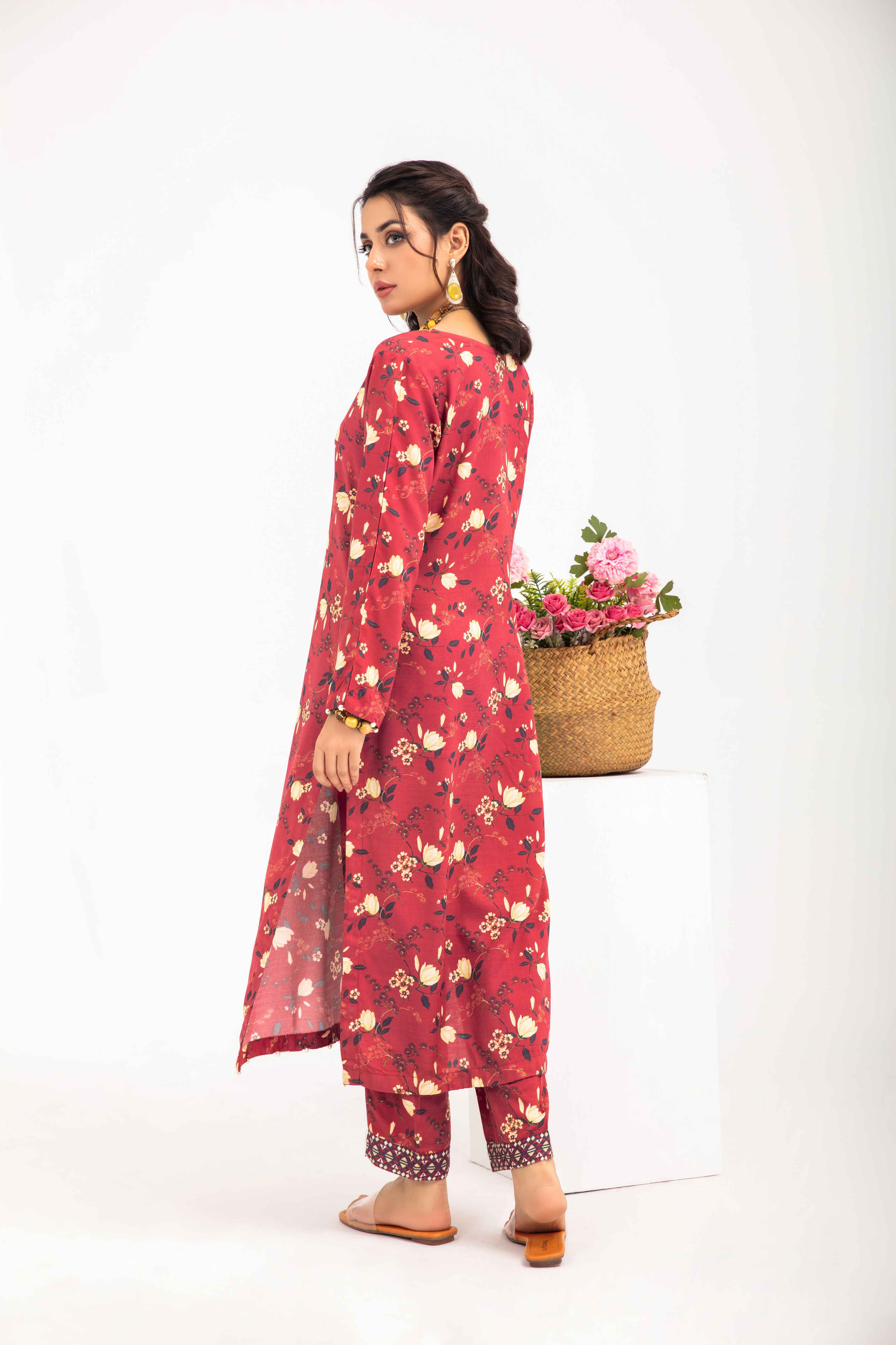Desi Posh Floral Print on Print Linen Suit MAL02 DesiP 
