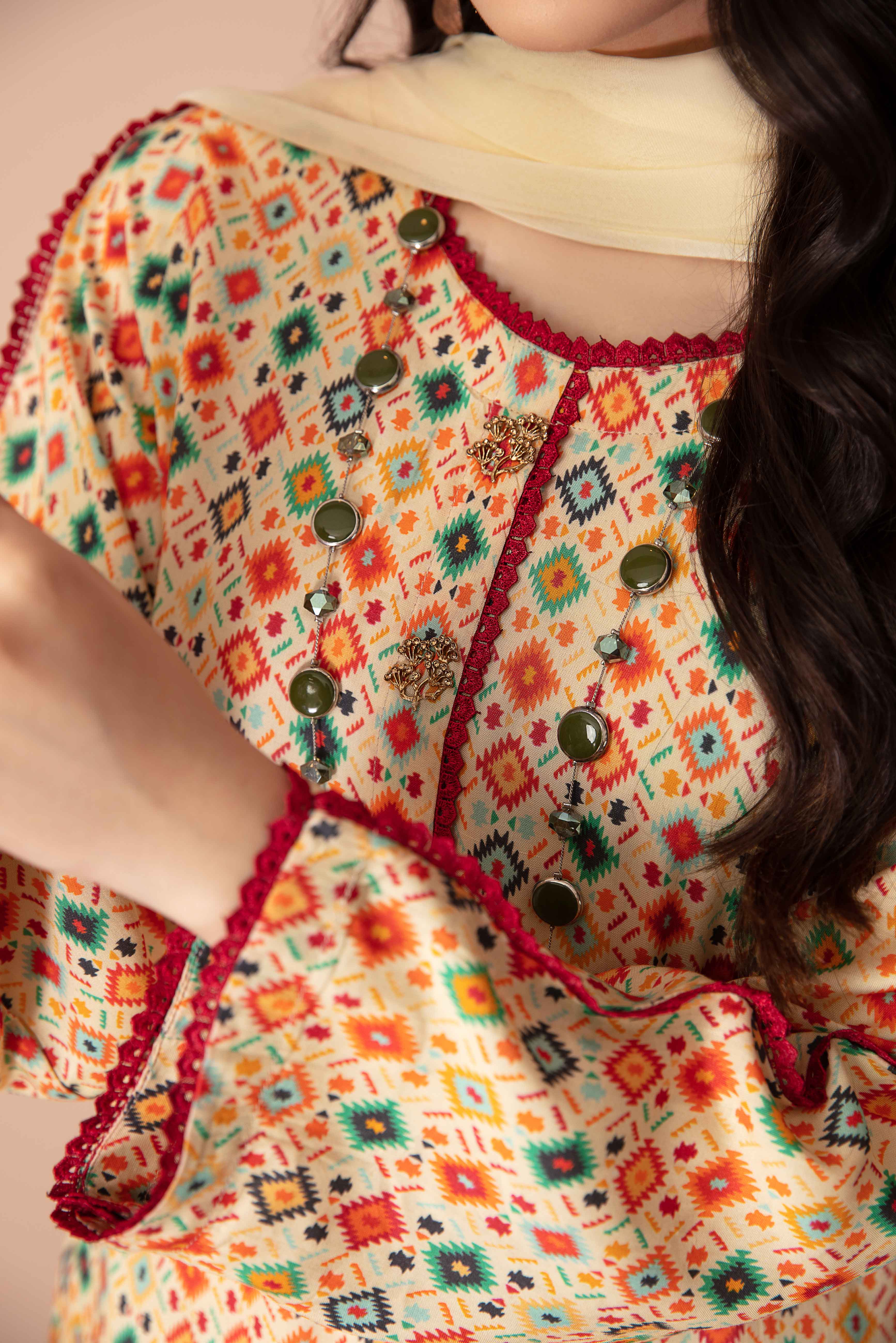 Desi Posh Floral Print on Print Linen Suit PML01 DesiP 