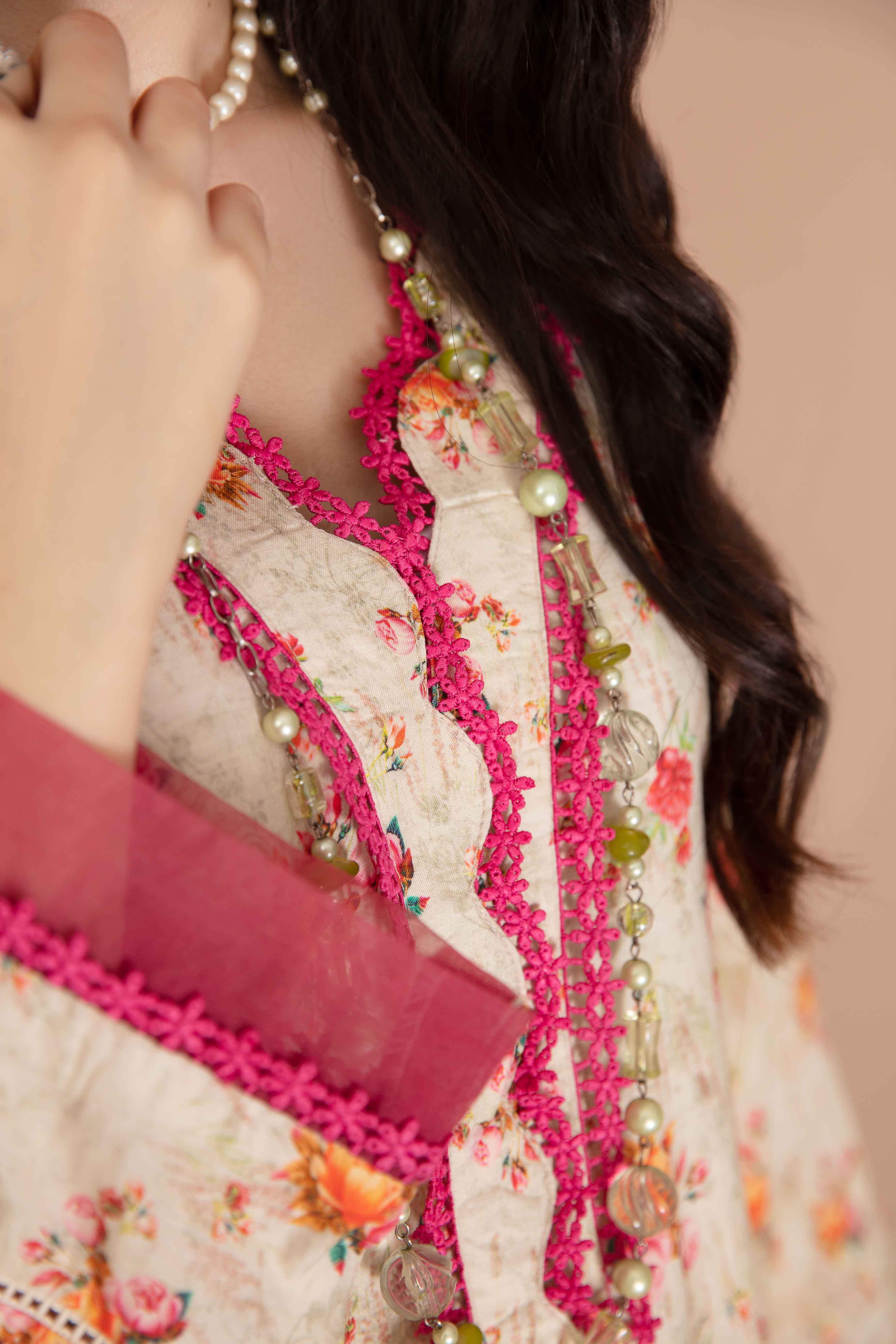 Desi Posh Floral Print on Print Linen Suit PML03 DesiP 