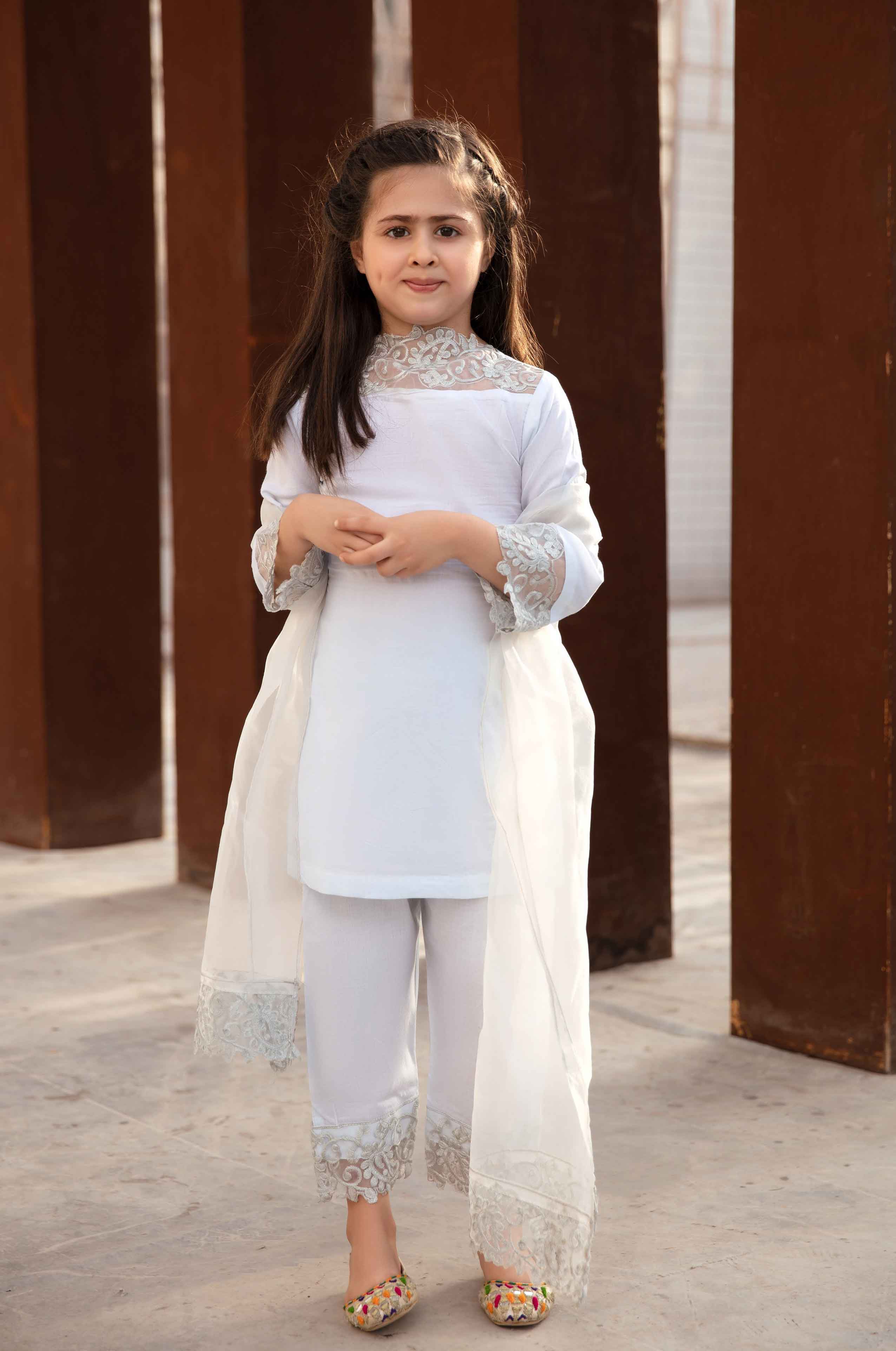 Desi Posh Pastels Mummy & Me Kids Eid lawn suit Ice Blue DesiP 