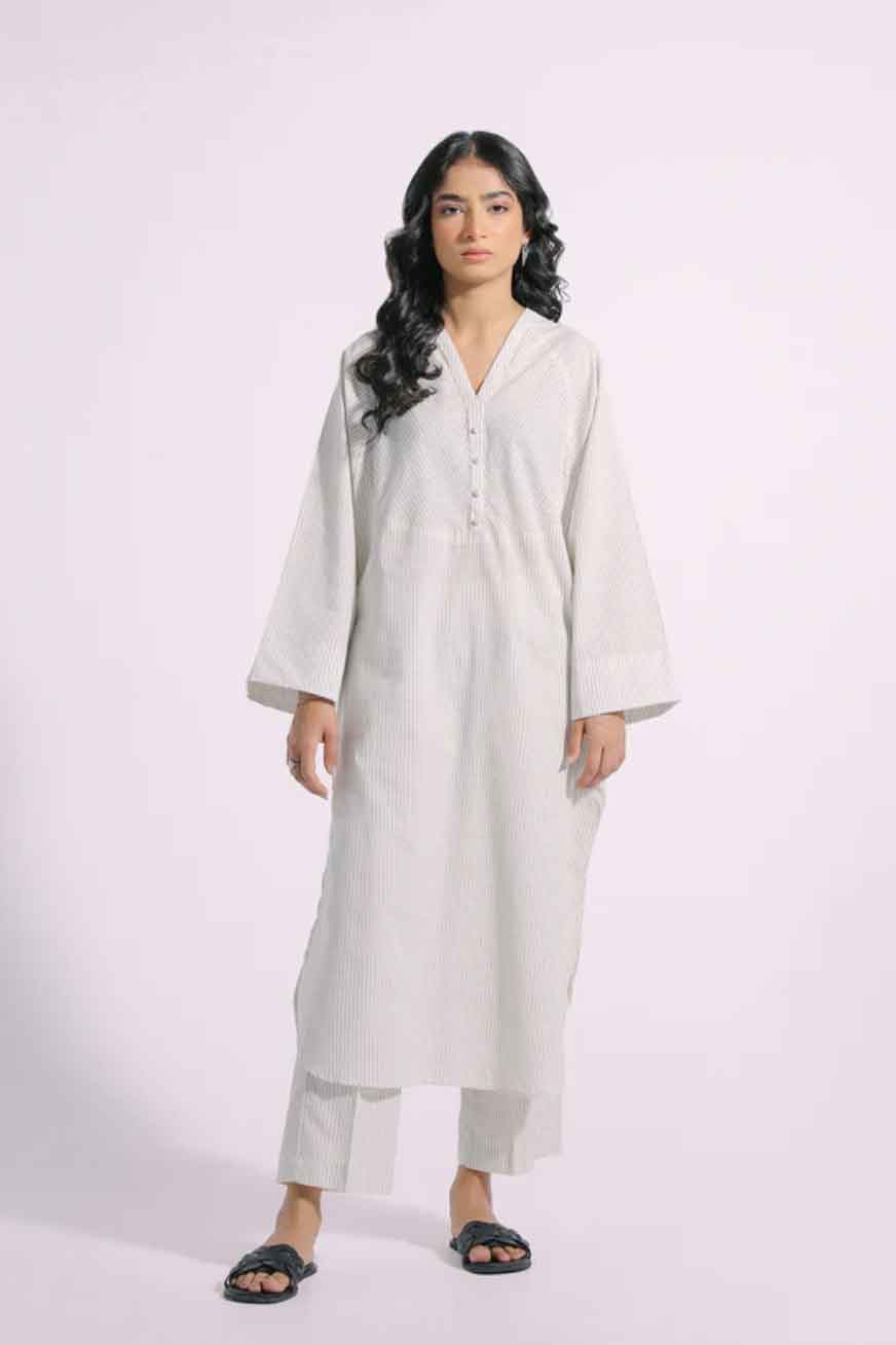 Ethnic PK Designer Off White Solid Suit E0109 - Desi Posh