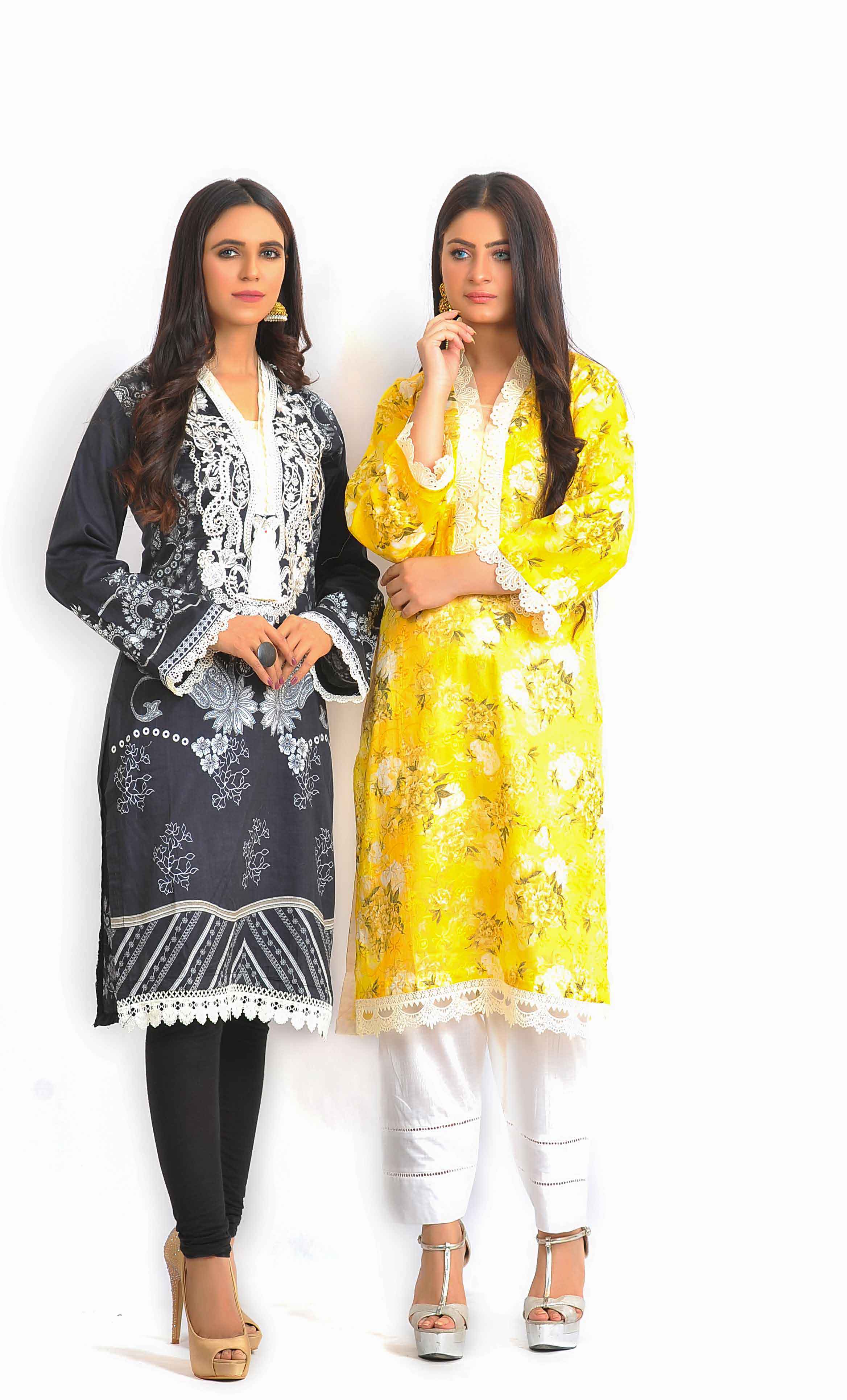 Ethnic PK Summer Lawn Ladies Yellow Embroidered Kurti DesiP 