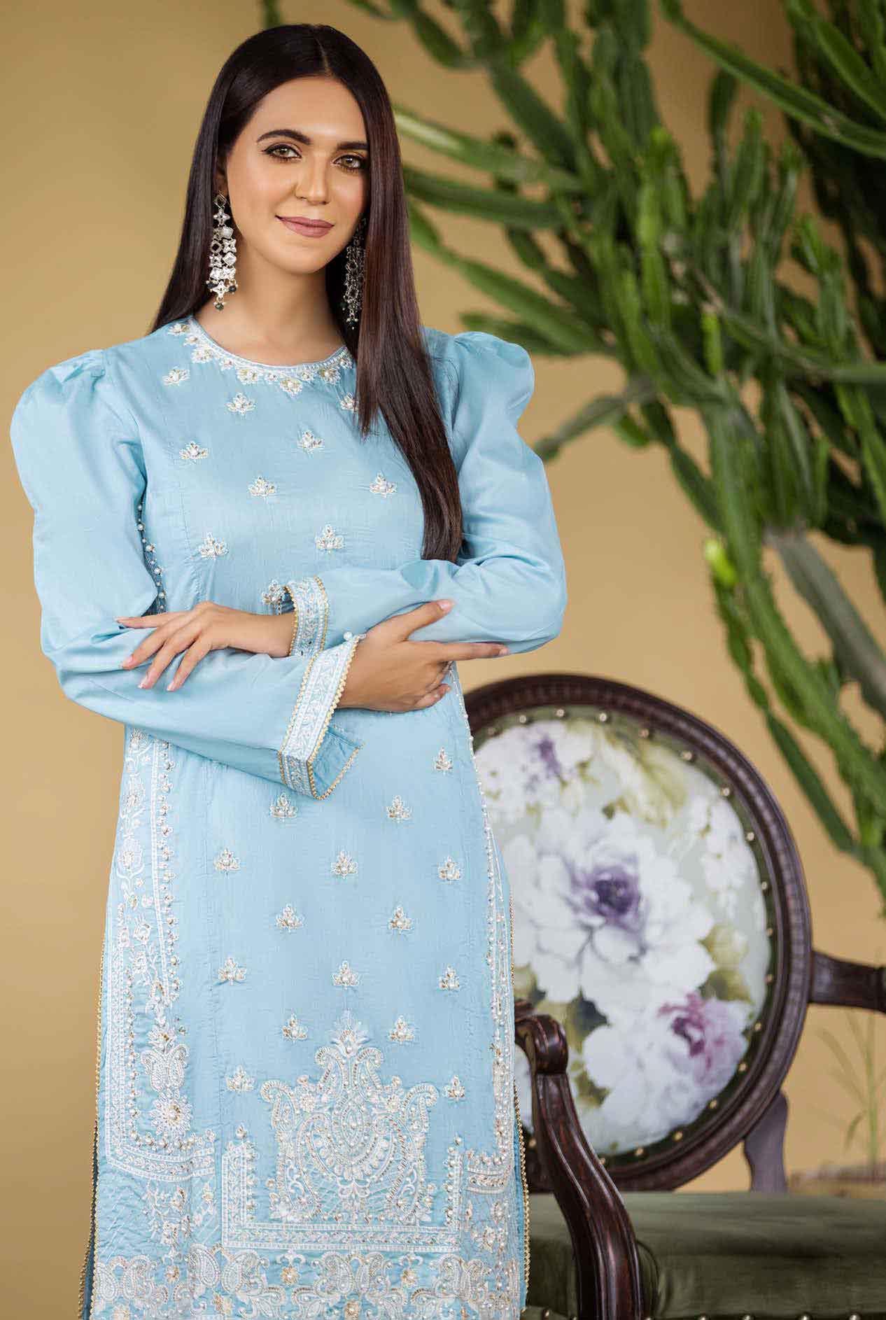 Ethnic PK Ladies Lawn Pearl Embroidered Kurti Eth312LB Desi Posh Ethnic PK Ladies Lawn Pearl Embroidered Kurti Eth312LB Desi Posh