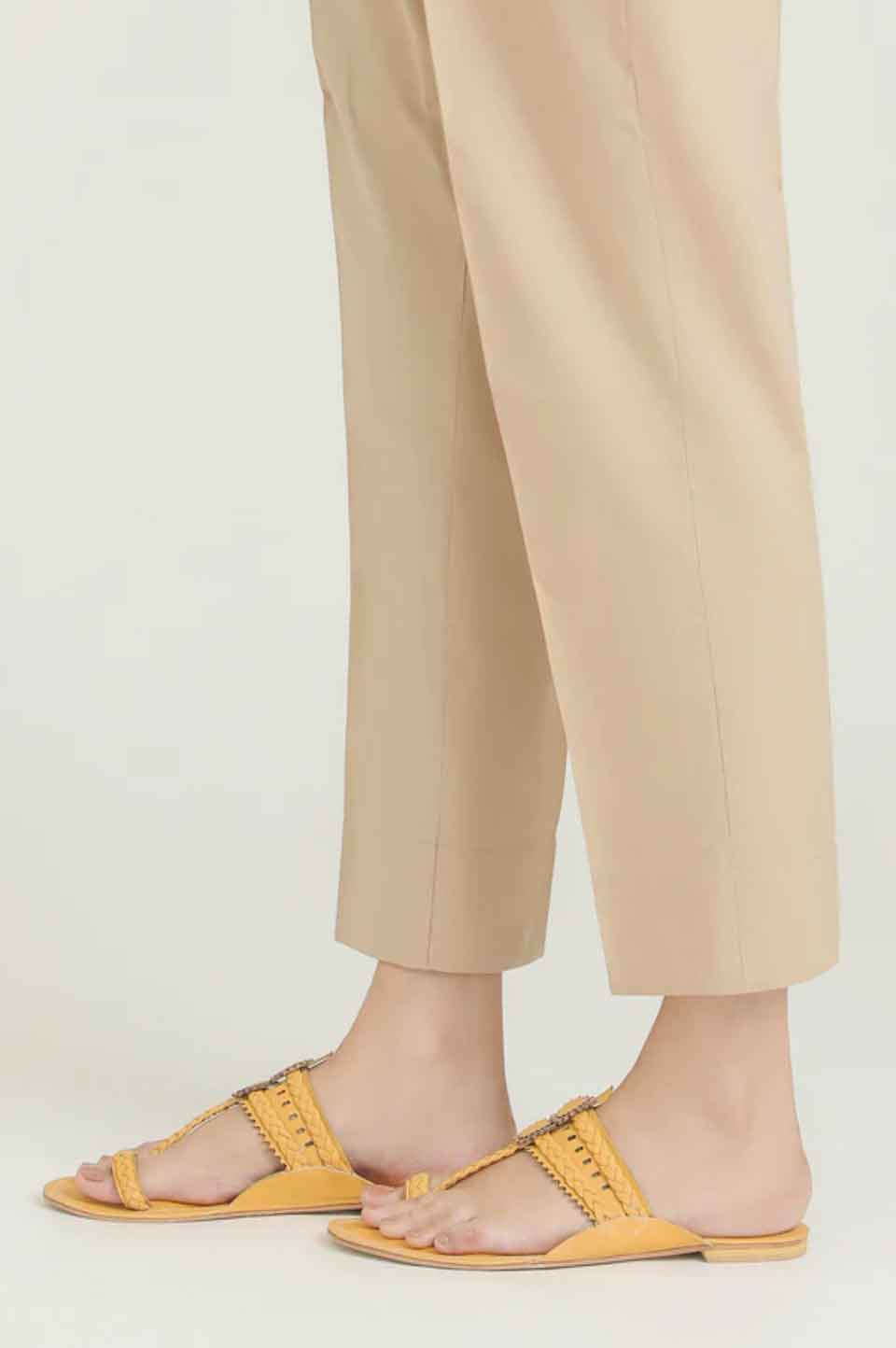 Ethnic Beige Straight Fit Trousers - Desi Posh