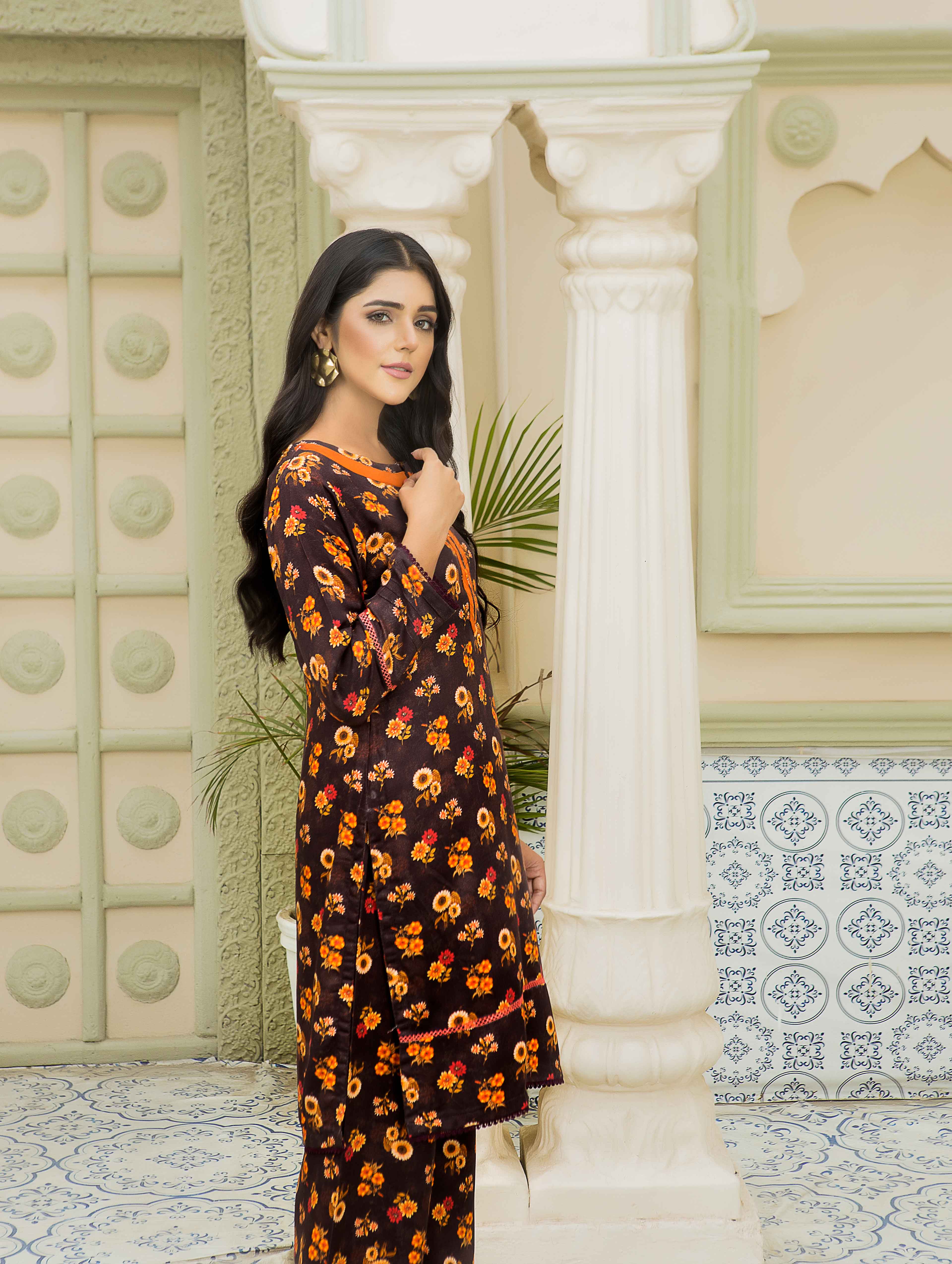 Flora Printed 2 Piece Winter Marina suit 8804 salwar kameez DesiP 