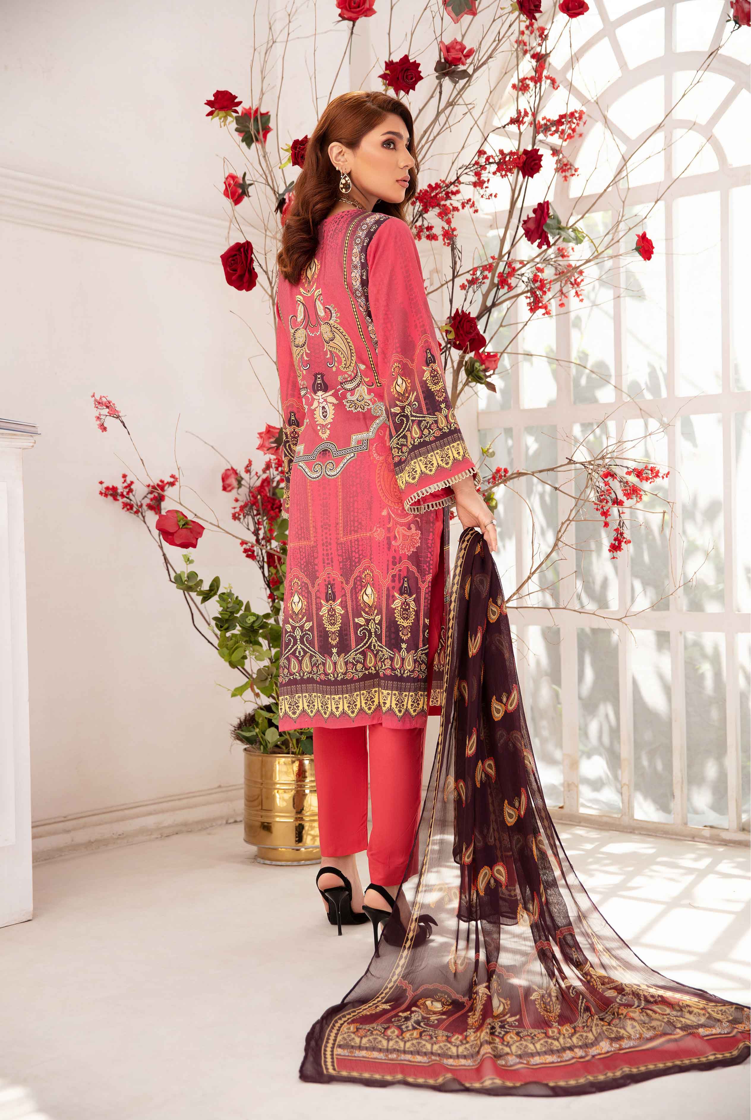 Garnet by Simrans Red Linen Suit with Trousers - Desi Posh