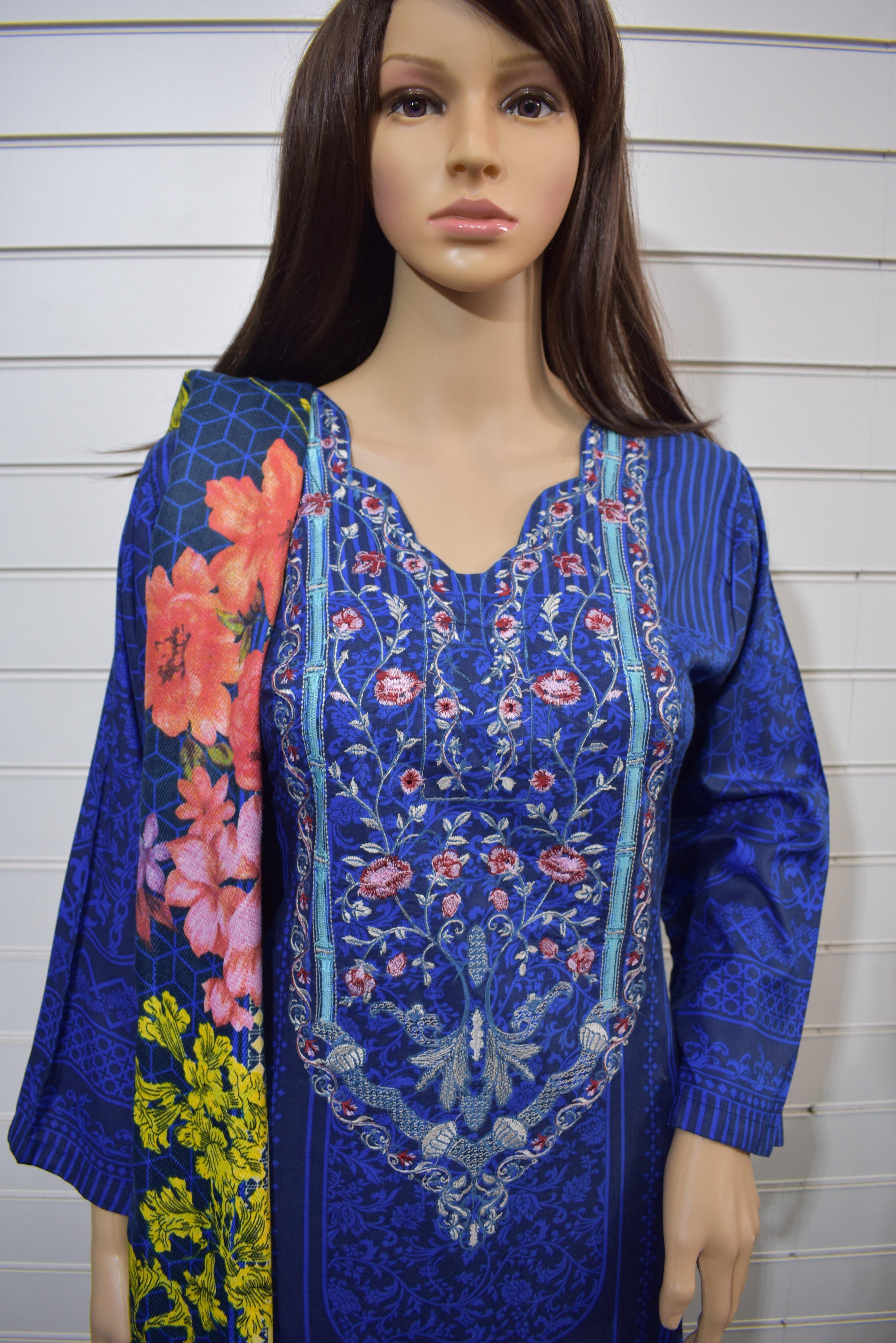 Gul Ahmed Inspired Digital Print Winter Linen Outfit With Warm Shawl - Desi Posh