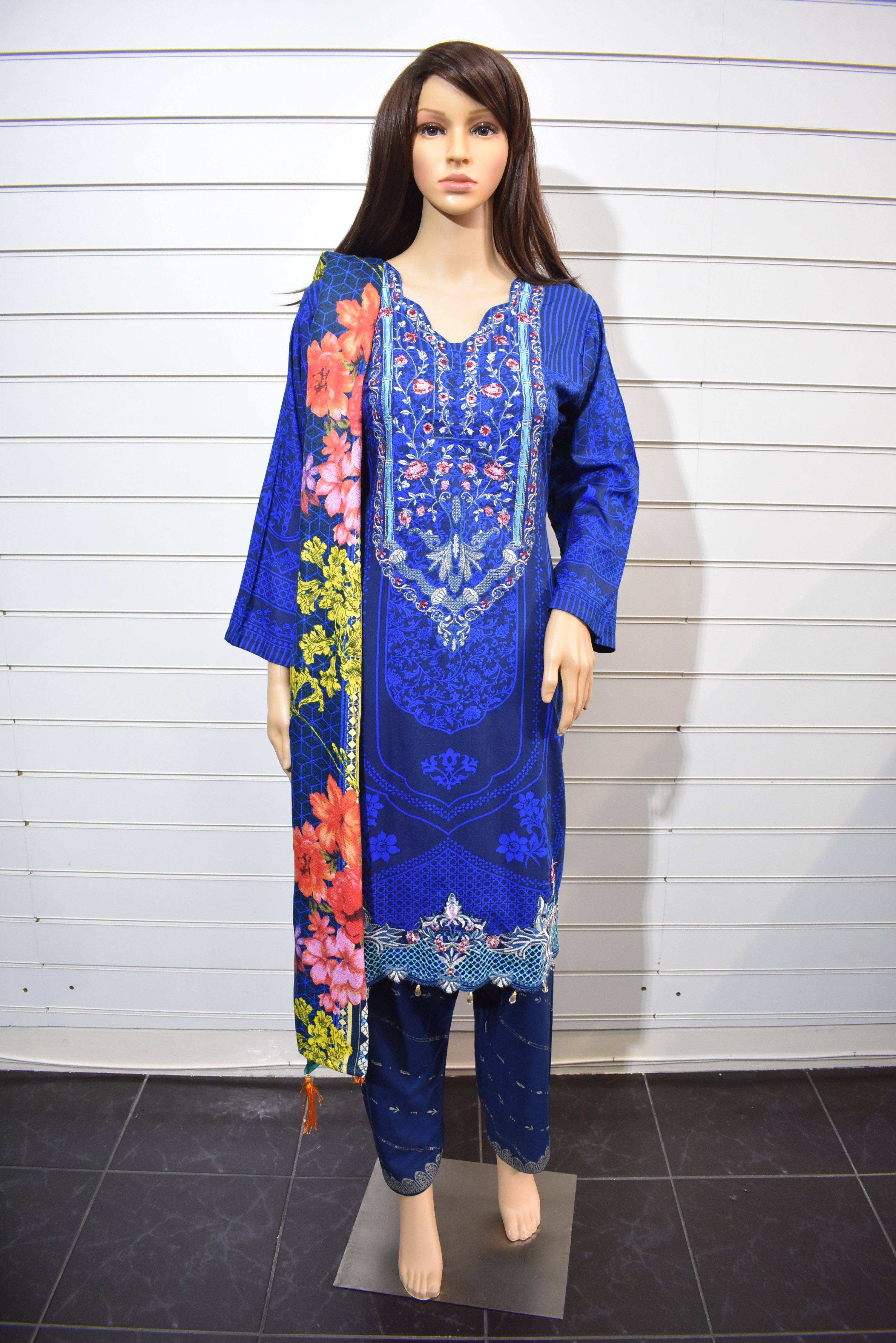 Gul Ahmed Inspired Digital Print Winter Linen Outfit With Warm Shawl - Desi Posh