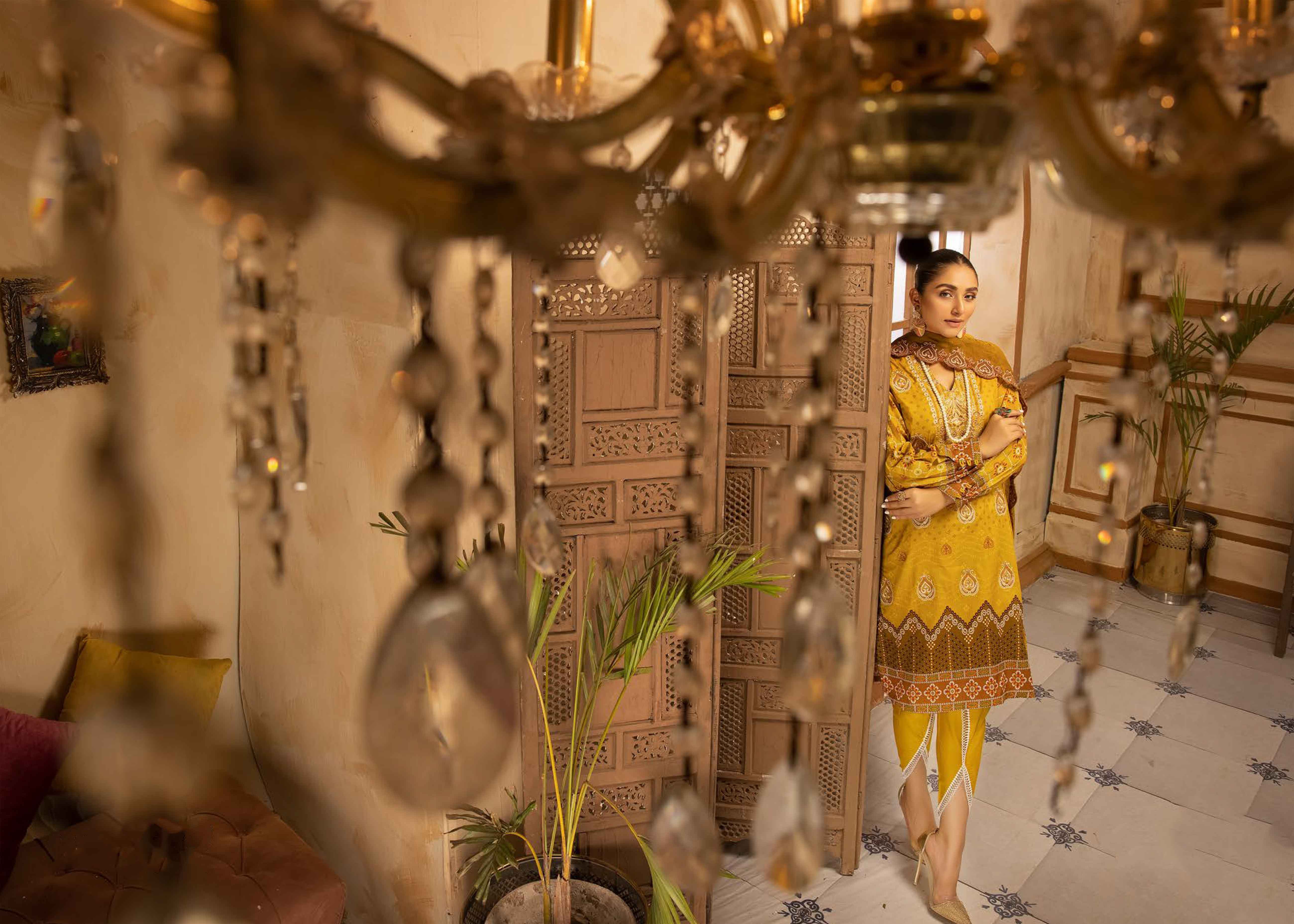 pakistani lawn in mustard